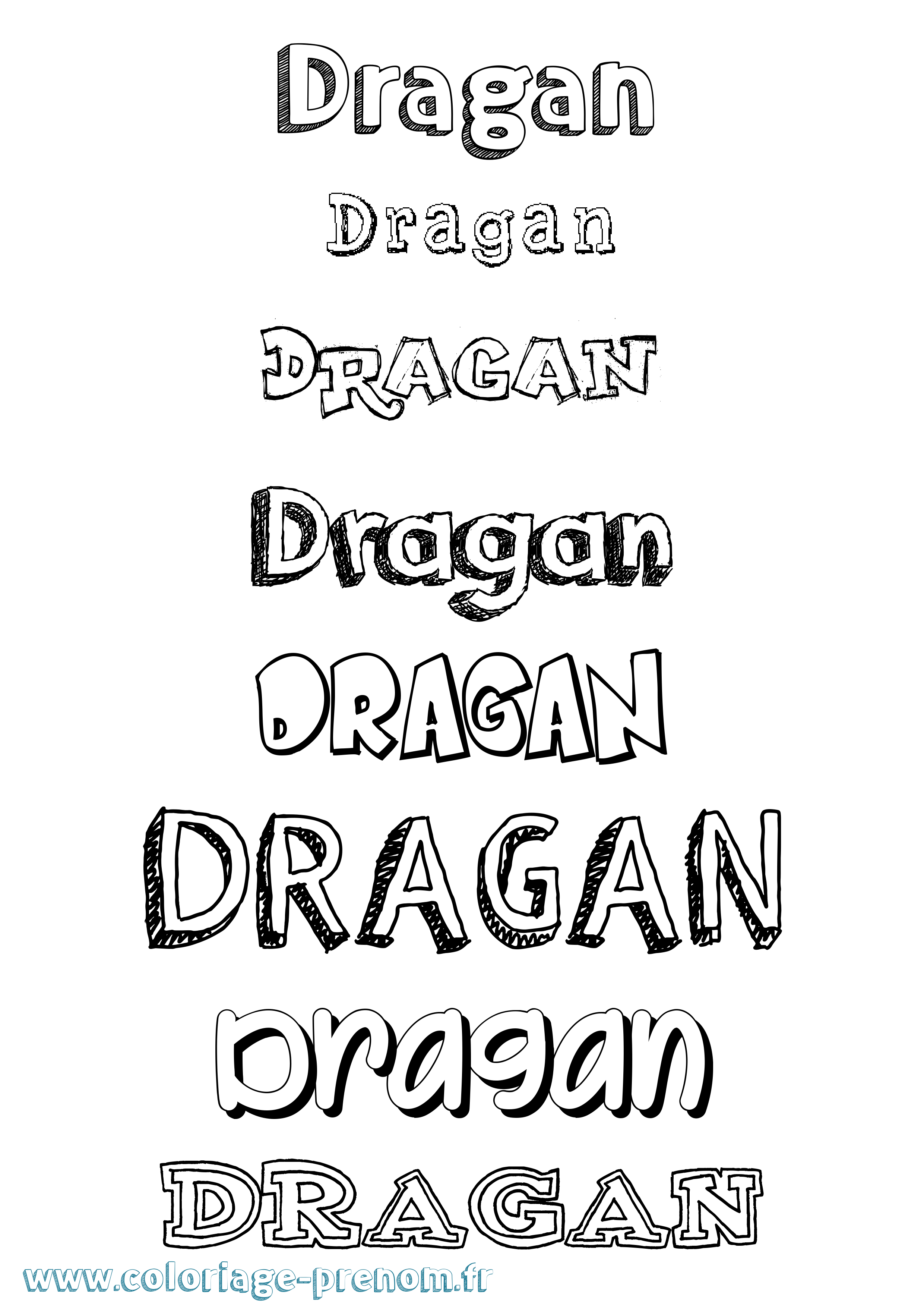 Coloriage Dragan Dessiné Coloriage prénom Dragan Dessiné