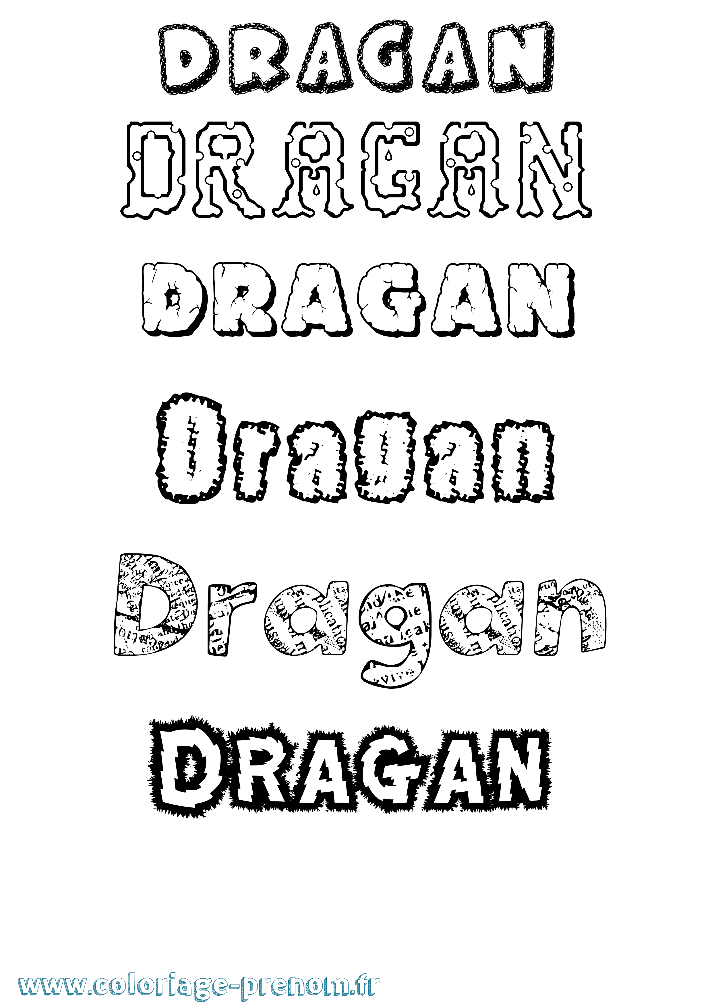 Coloriage Dragan Destructuré Coloriage prénom Dragan Destructuré