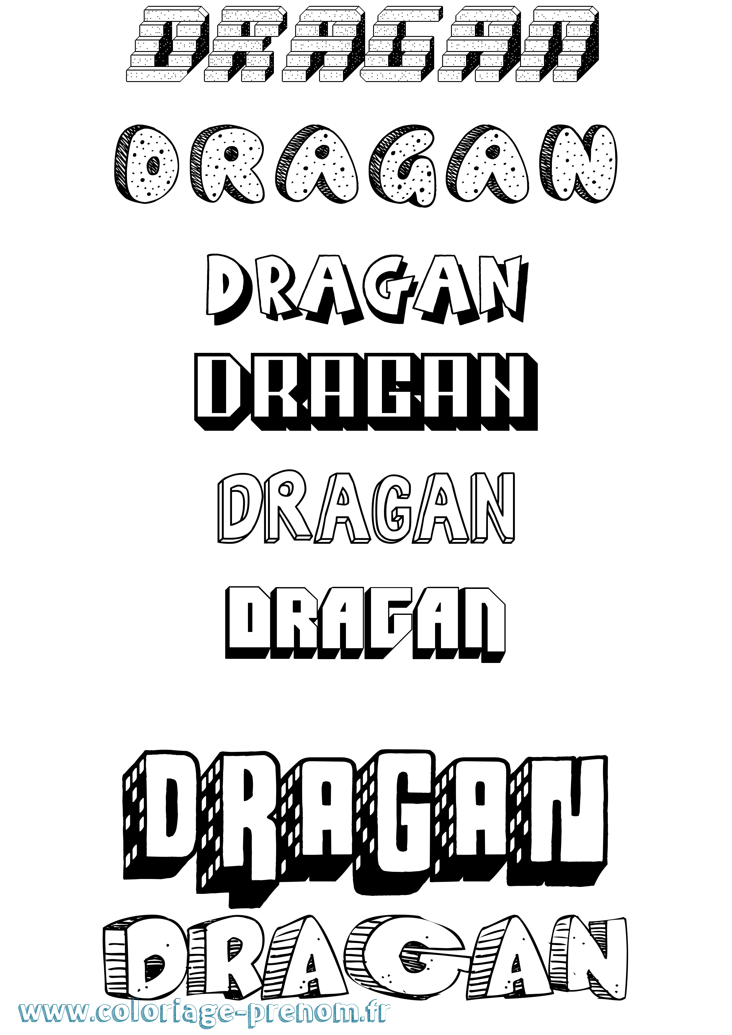 Coloriage Dragan Effet 3D Coloriage prénom Dragan Effet 3D