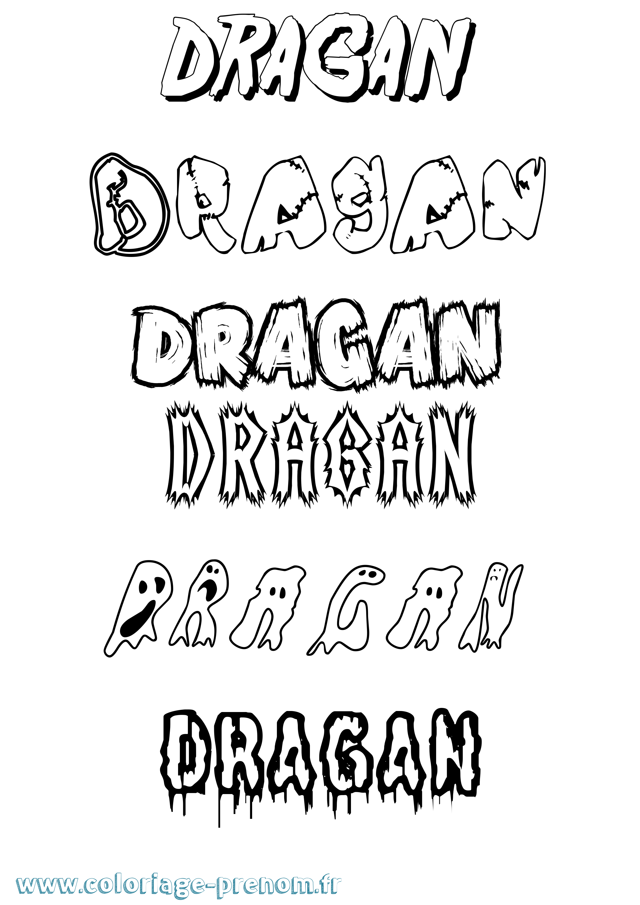 Coloriage Dragan Frisson Coloriage prénom Dragan Frisson