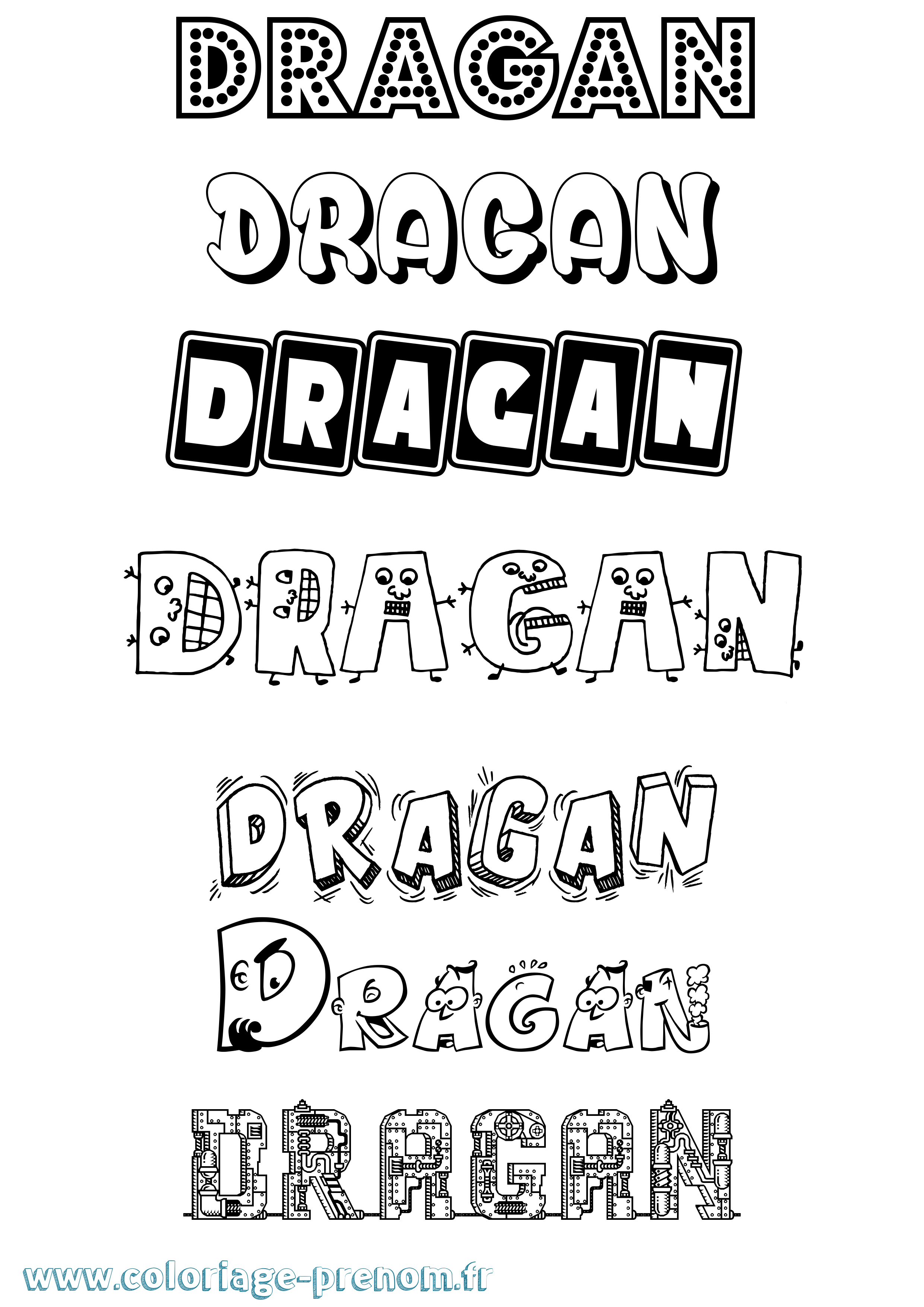 Coloriage Dragan Fun Coloriage prénom Dragan Fun