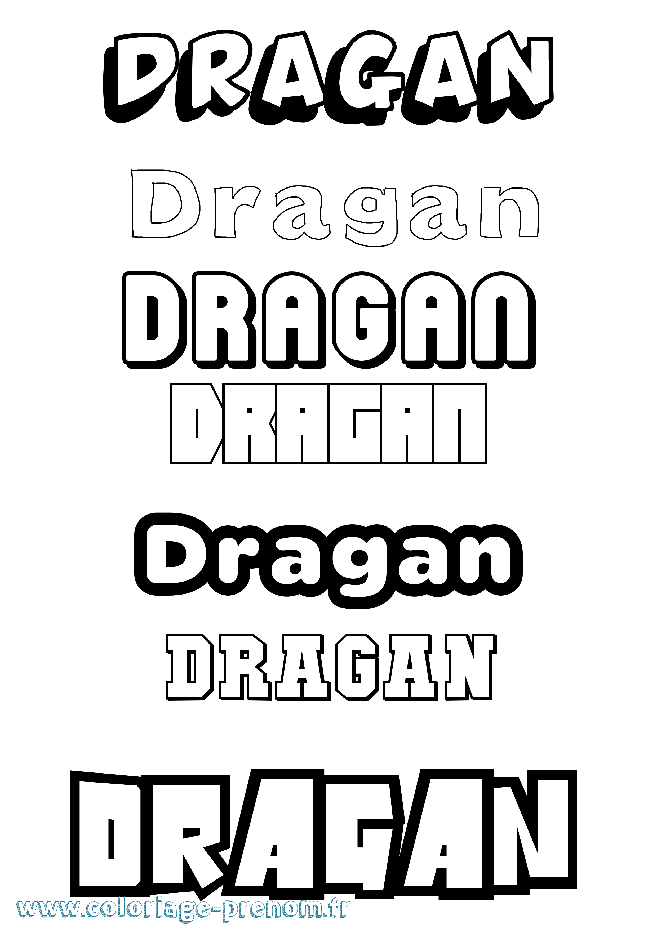 Coloriage Dragan Simple Coloriage prénom Dragan Simple