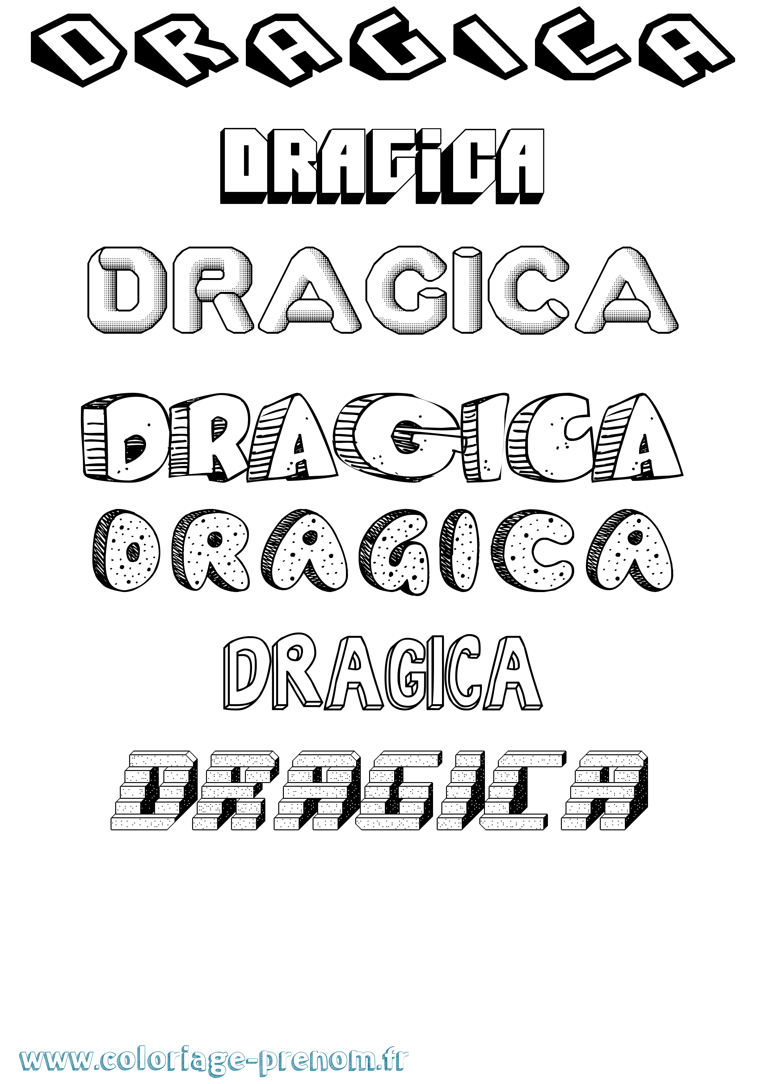 Coloriage Dragica Effet 3D Coloriage prénom Dragica Effet 3D
