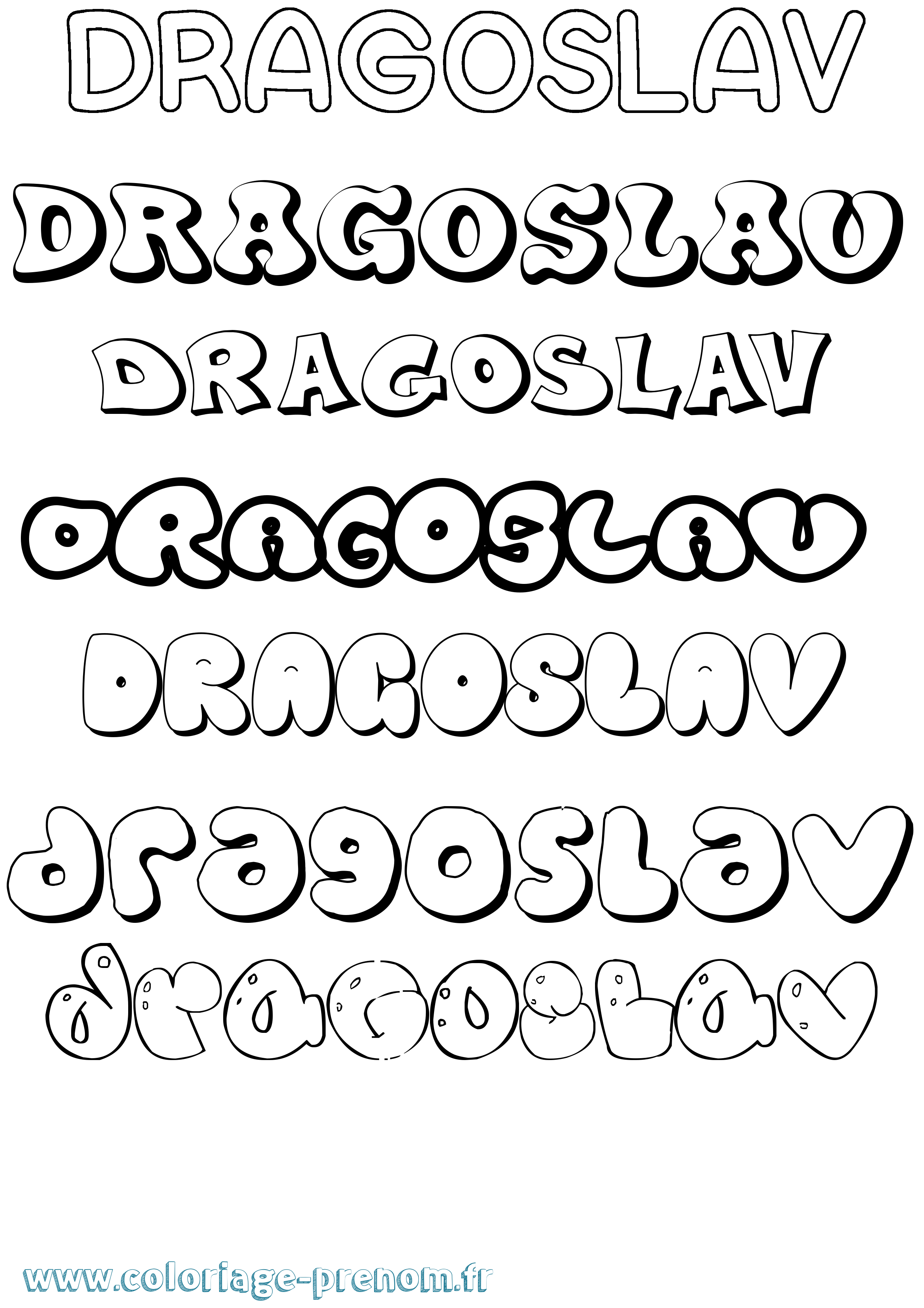 Coloriage Dragoslav Bubble Coloriage prénom Dragoslav Bubble