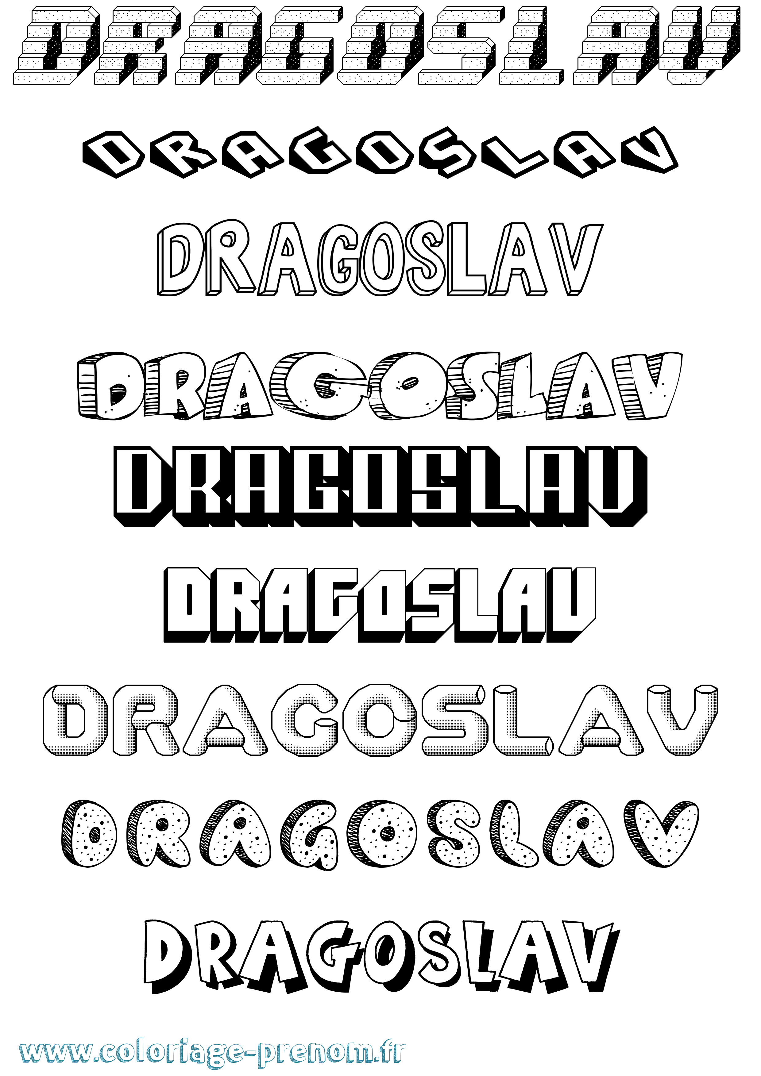 Coloriage Dragoslav Effet 3D Coloriage prénom Dragoslav Effet 3D