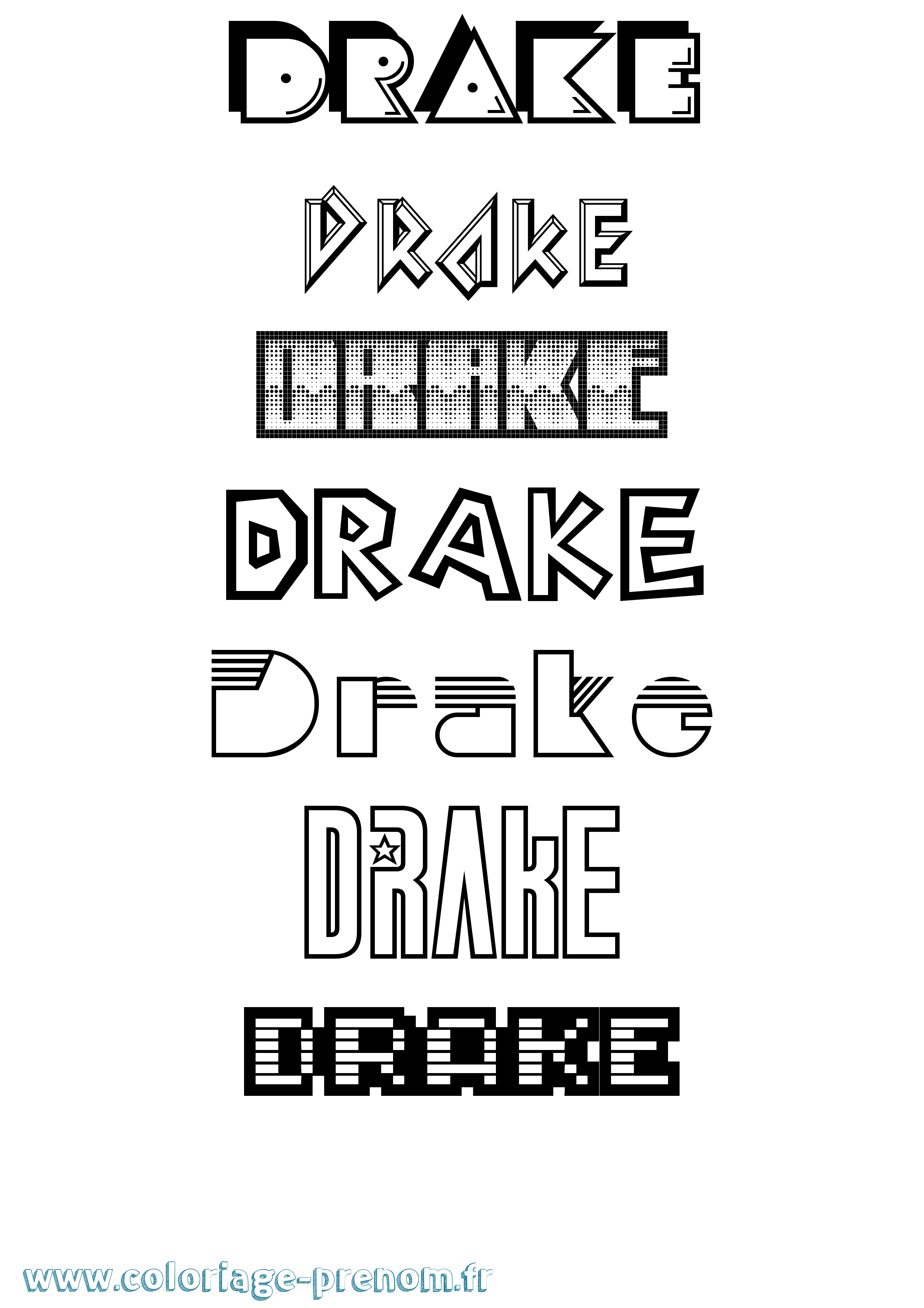 Coloriage Drake Jeux Vidéos Coloriage prénom Drake Jeux Vidéos