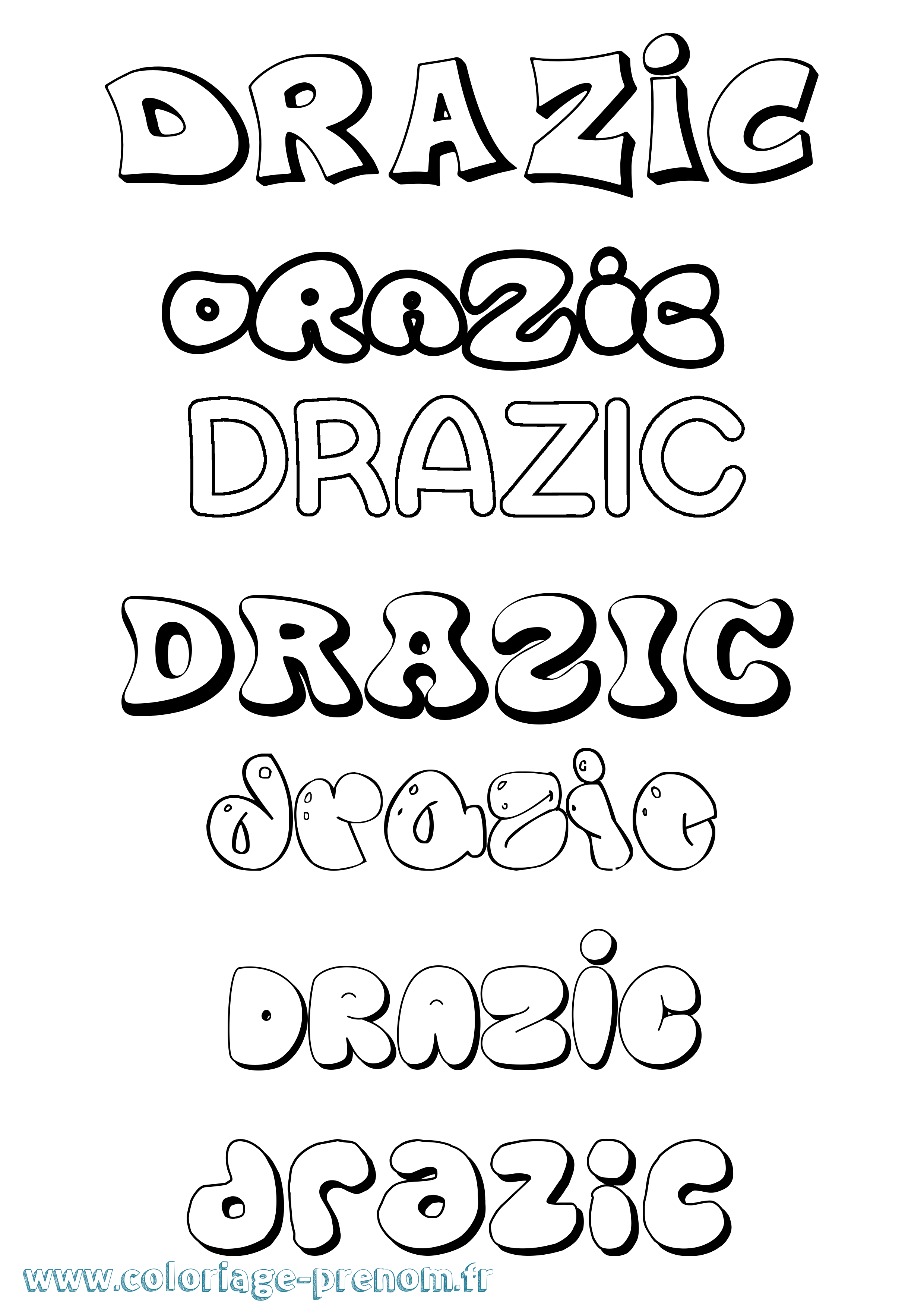 Coloriage Drazic Bubble Coloriage prénom Drazic Bubble