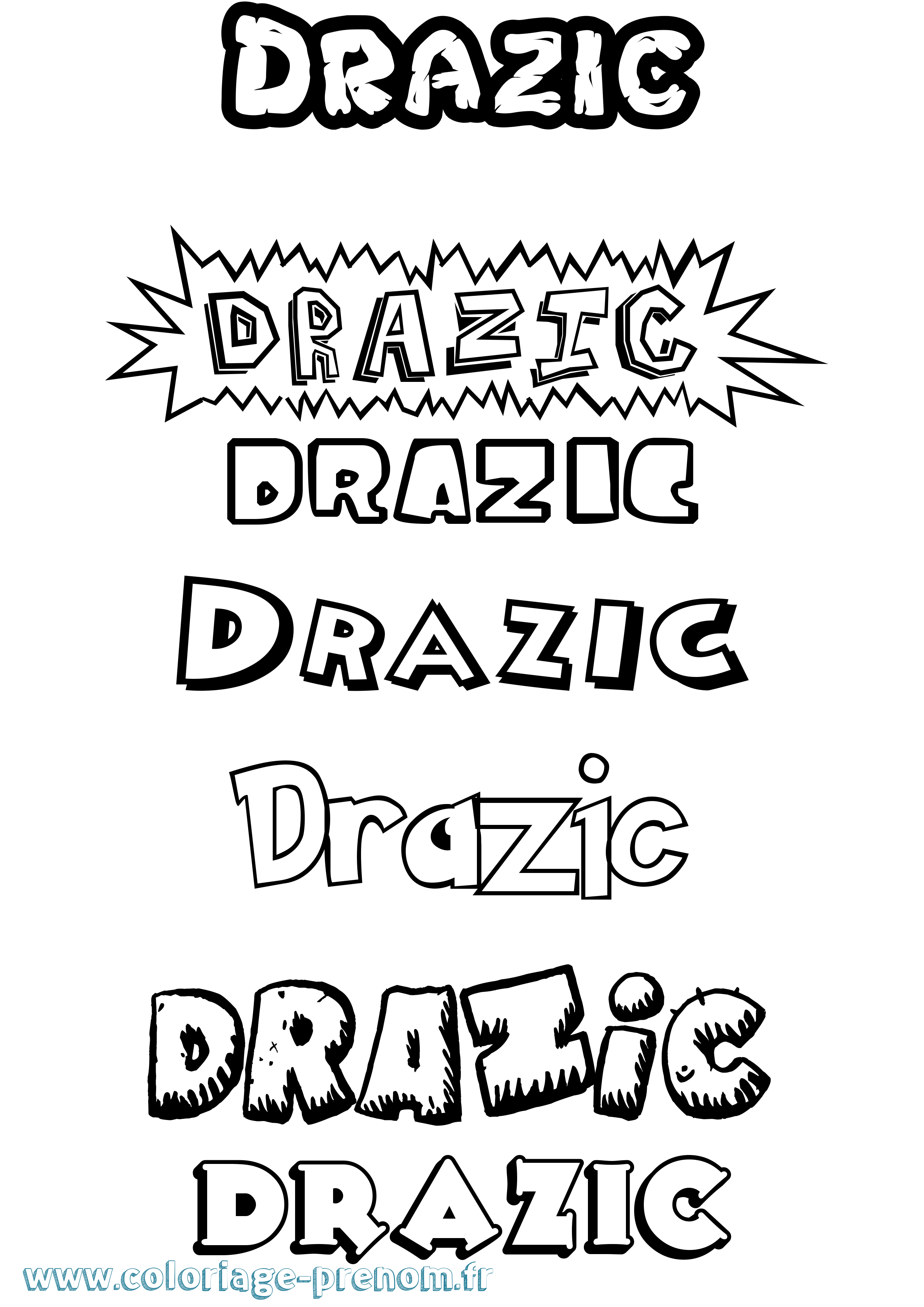 Coloriage Drazic Dessin Animé Coloriage prénom Drazic Dessin Animé