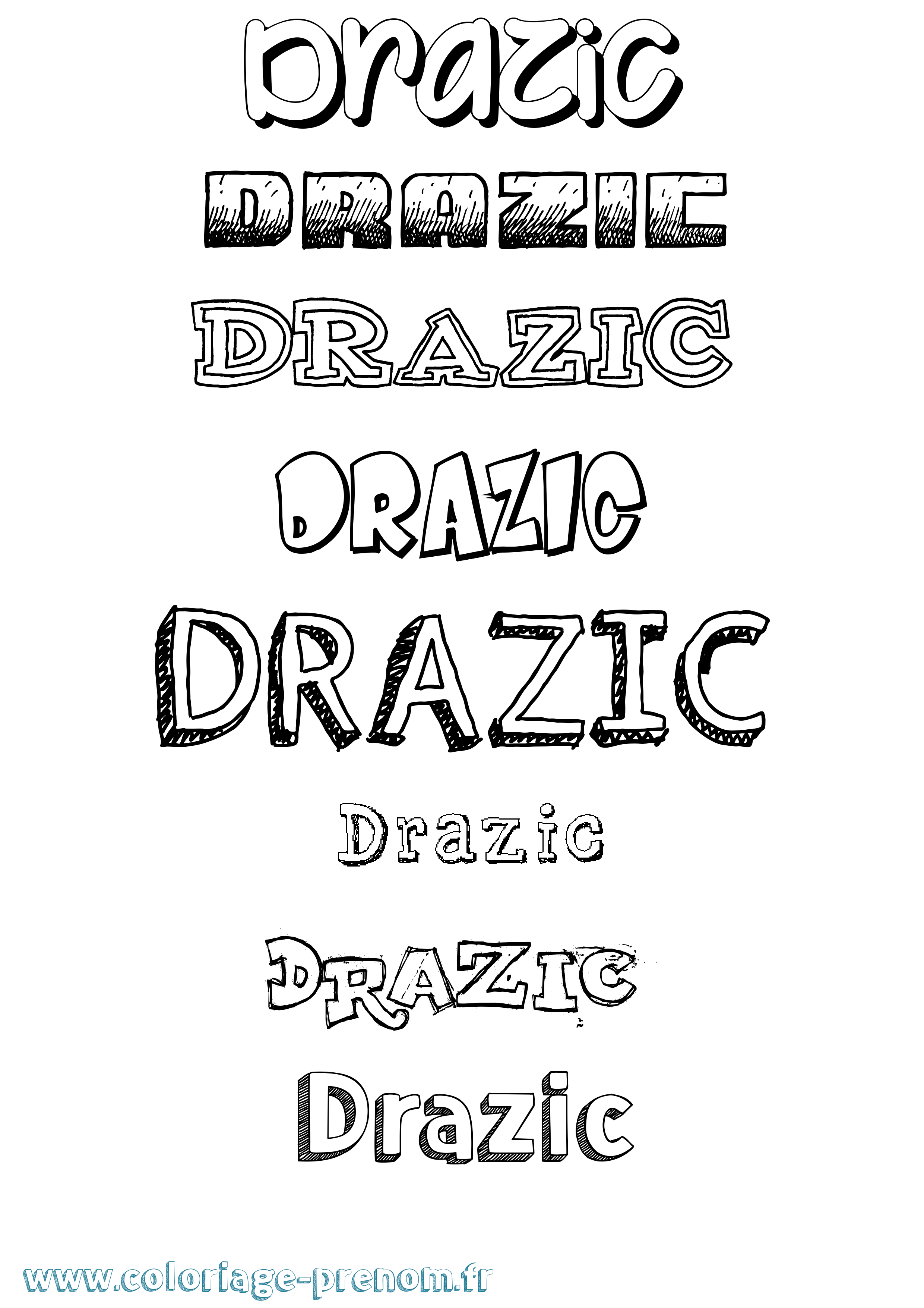Coloriage Drazic Dessiné Coloriage prénom Drazic Dessiné