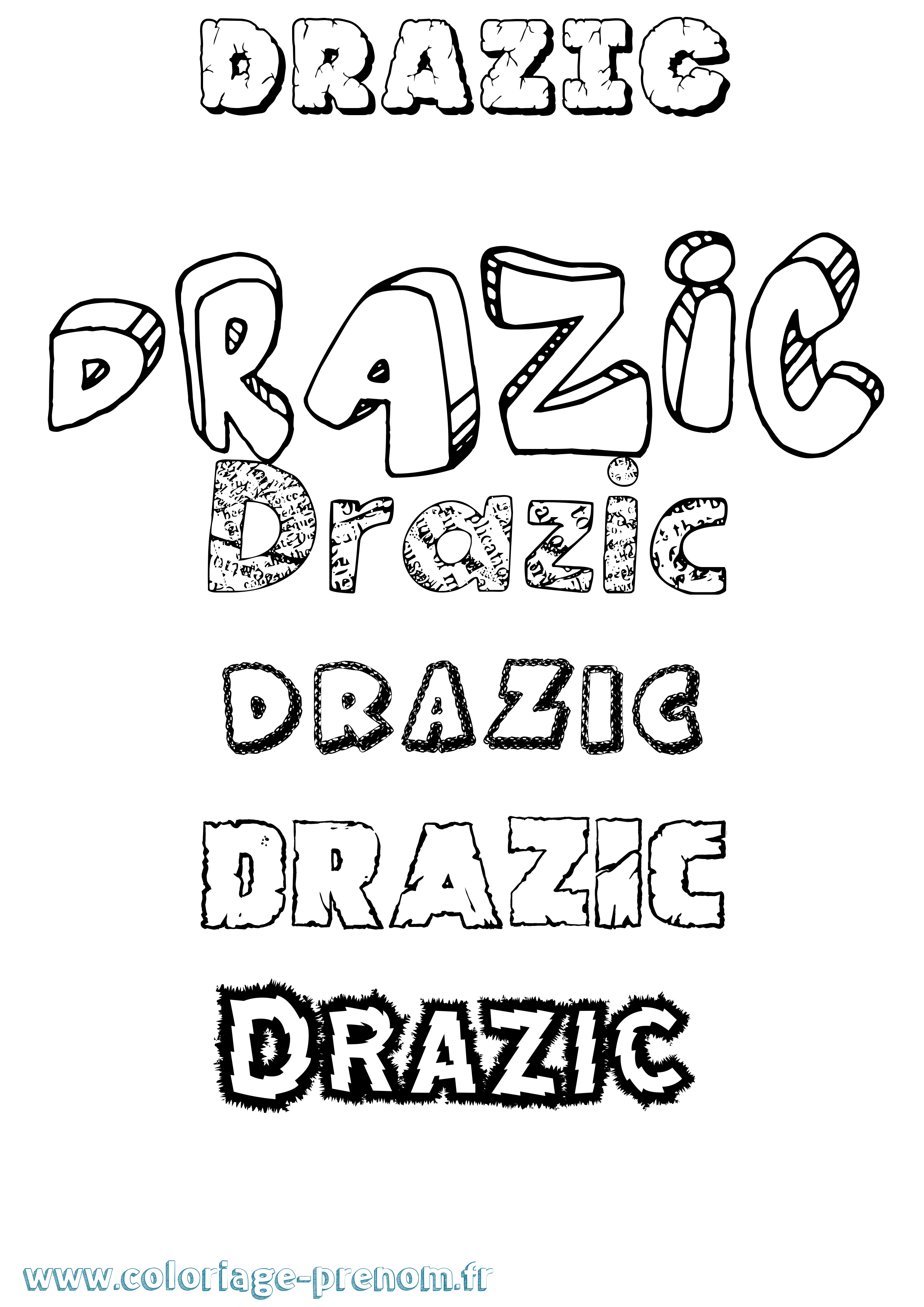Coloriage Drazic Destructuré Coloriage prénom Drazic Destructuré