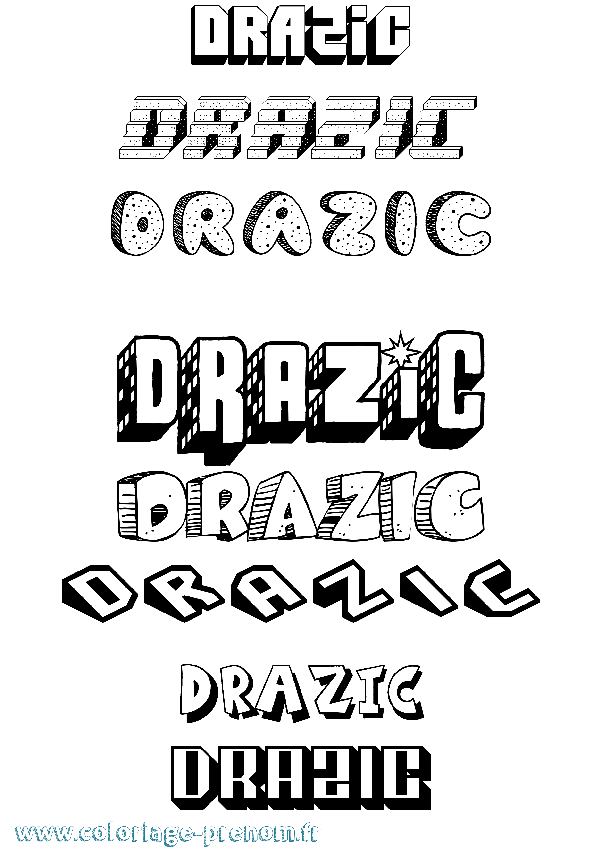 Coloriage Drazic Effet 3D Coloriage prénom Drazic Effet 3D