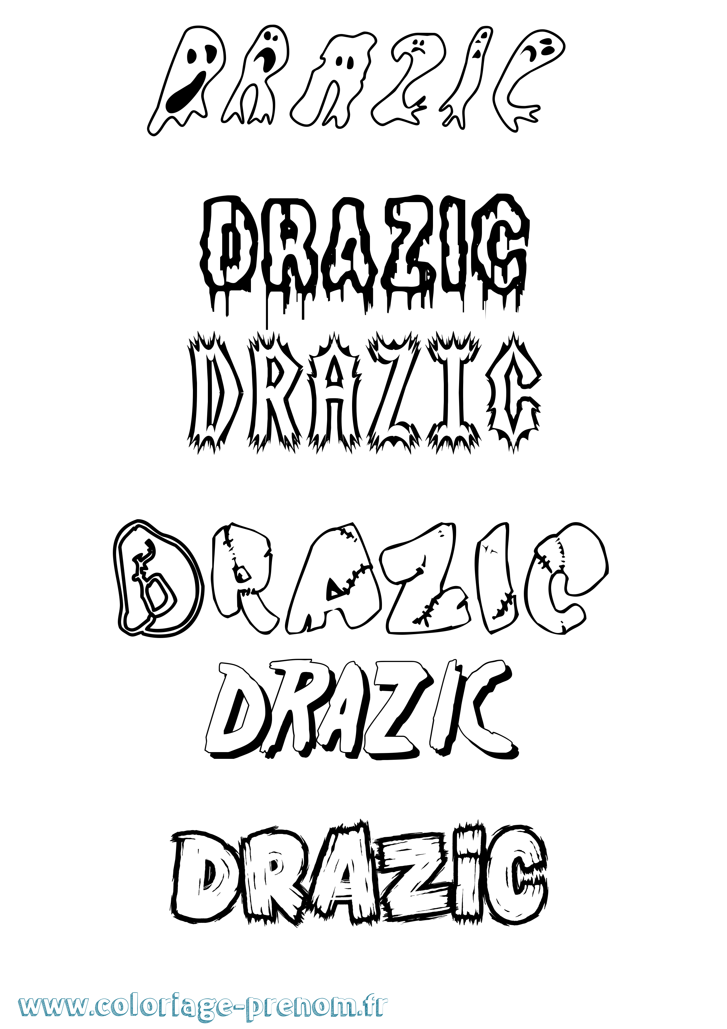 Coloriage Drazic Frisson Coloriage prénom Drazic Frisson