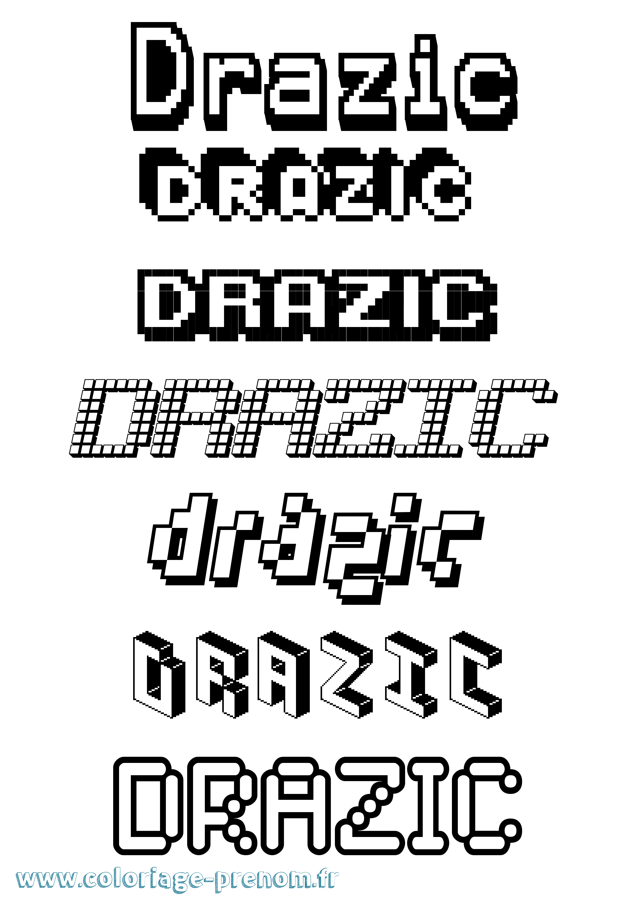 Coloriage Drazic Pixel Coloriage prénom Drazic Pixel