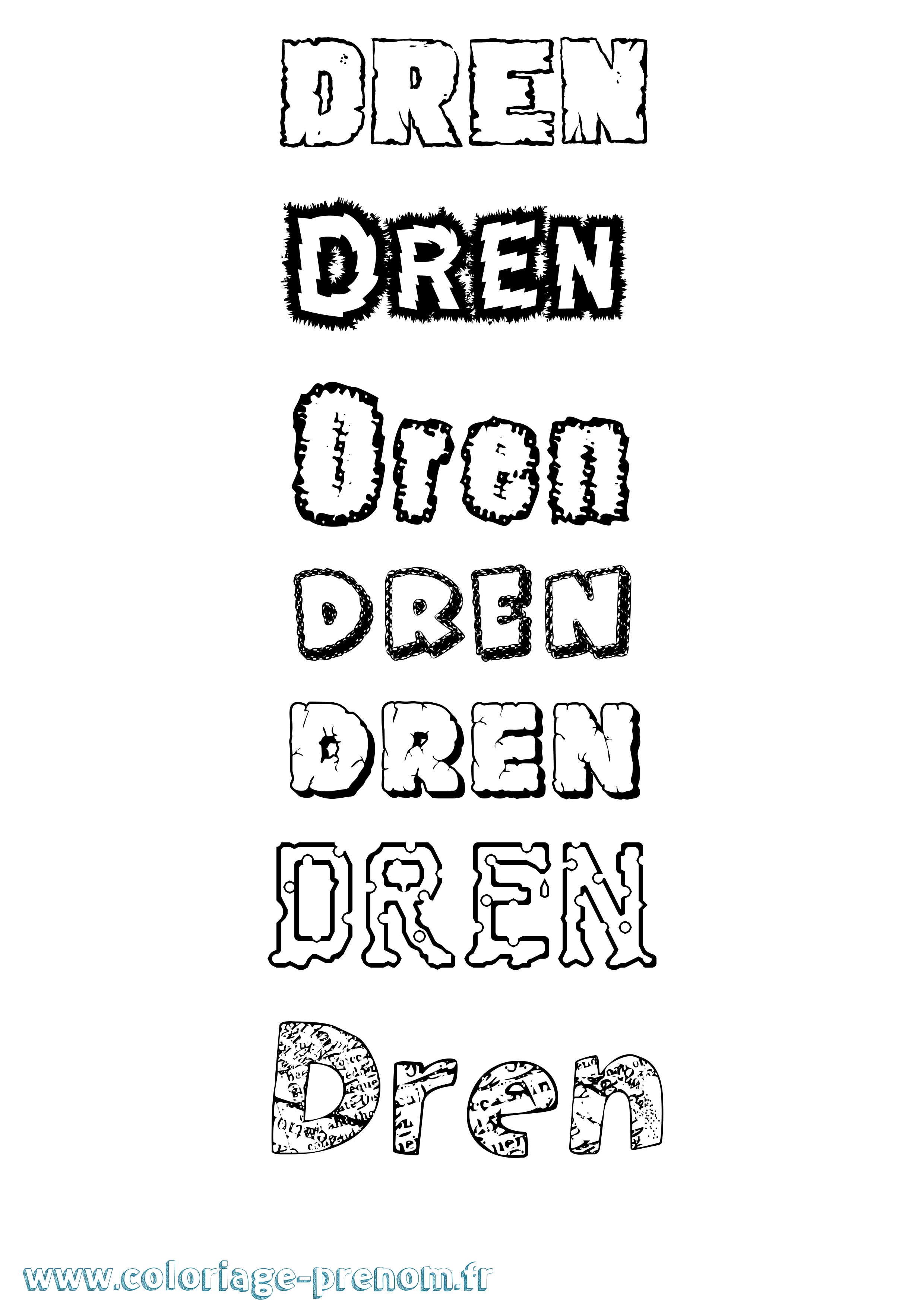 Coloriage Dren Destructuré Coloriage prénom Dren Destructuré
