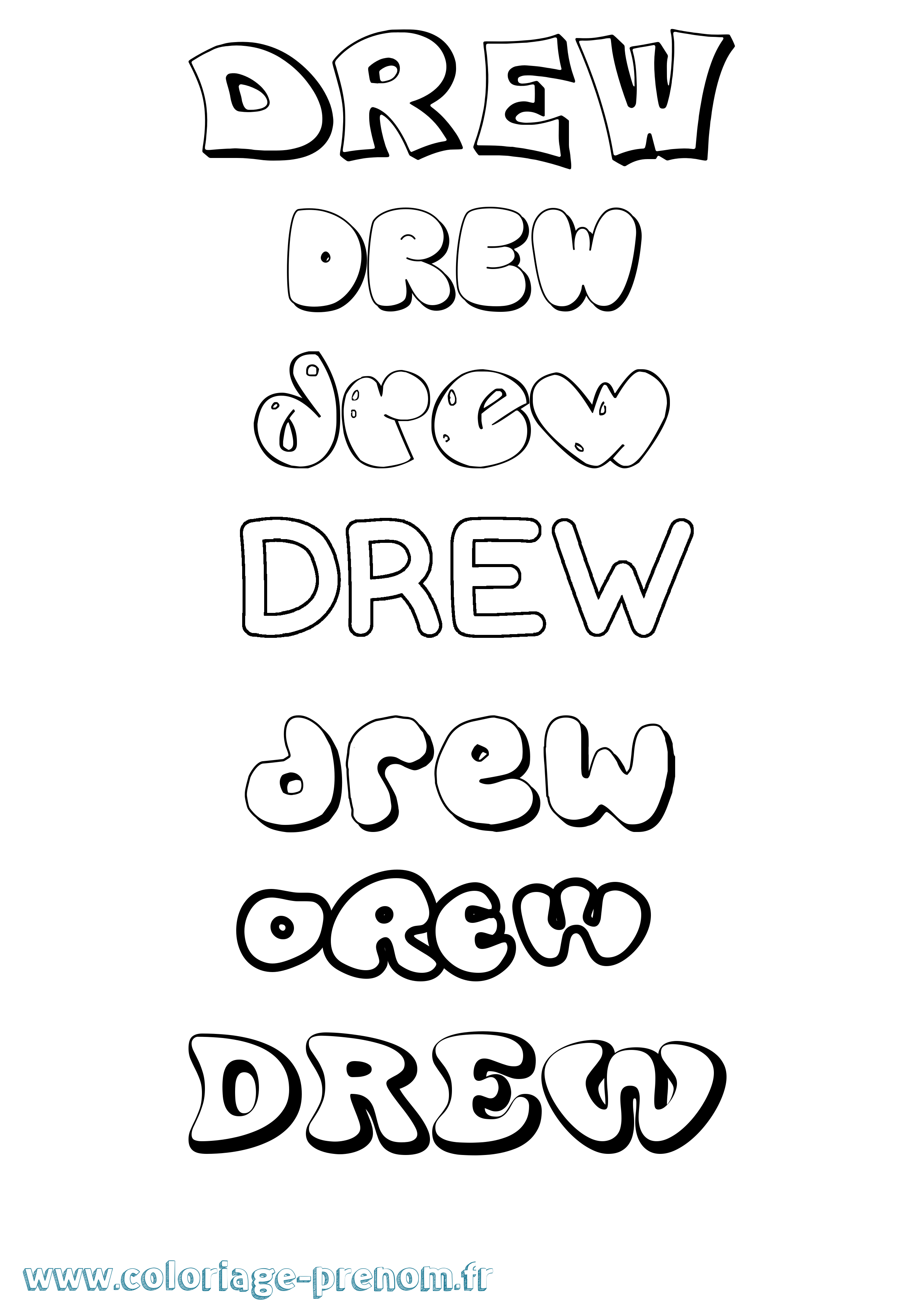 Coloriage Drew Bubble Coloriage prénom Drew Bubble