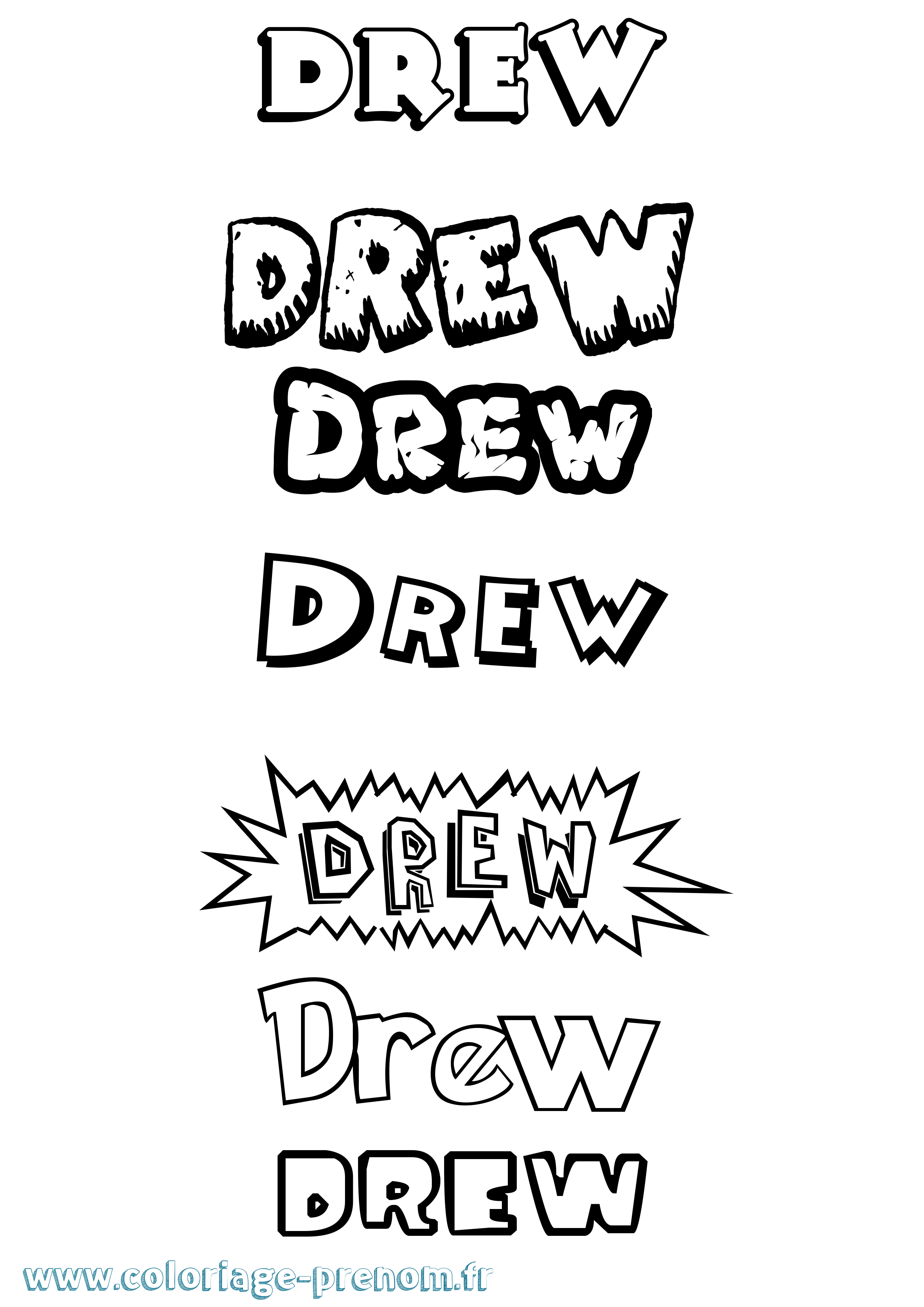 Coloriage Drew Dessin Animé Coloriage prénom Drew Dessin Animé