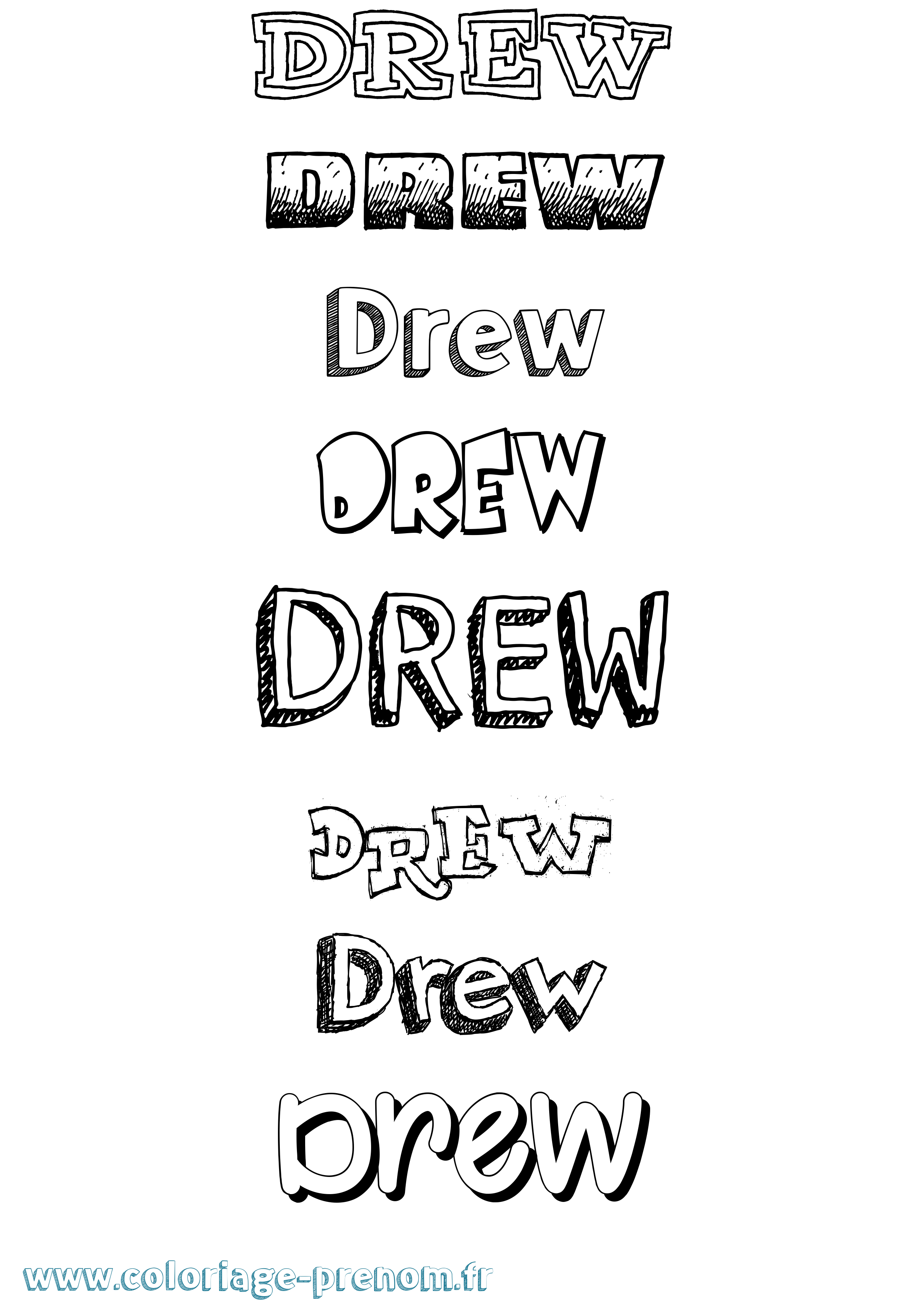Coloriage Drew Dessiné Coloriage prénom Drew Dessiné