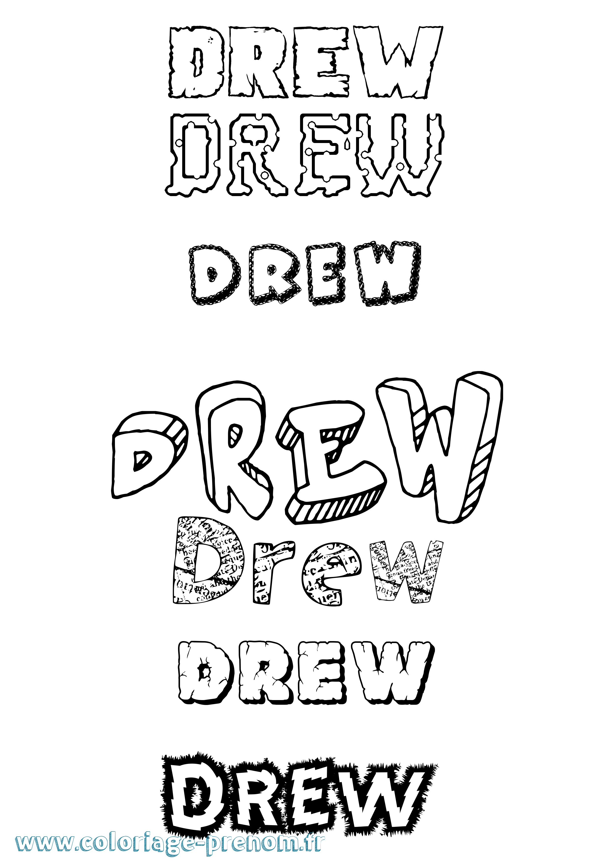 Coloriage Drew Destructuré Coloriage prénom Drew Destructuré