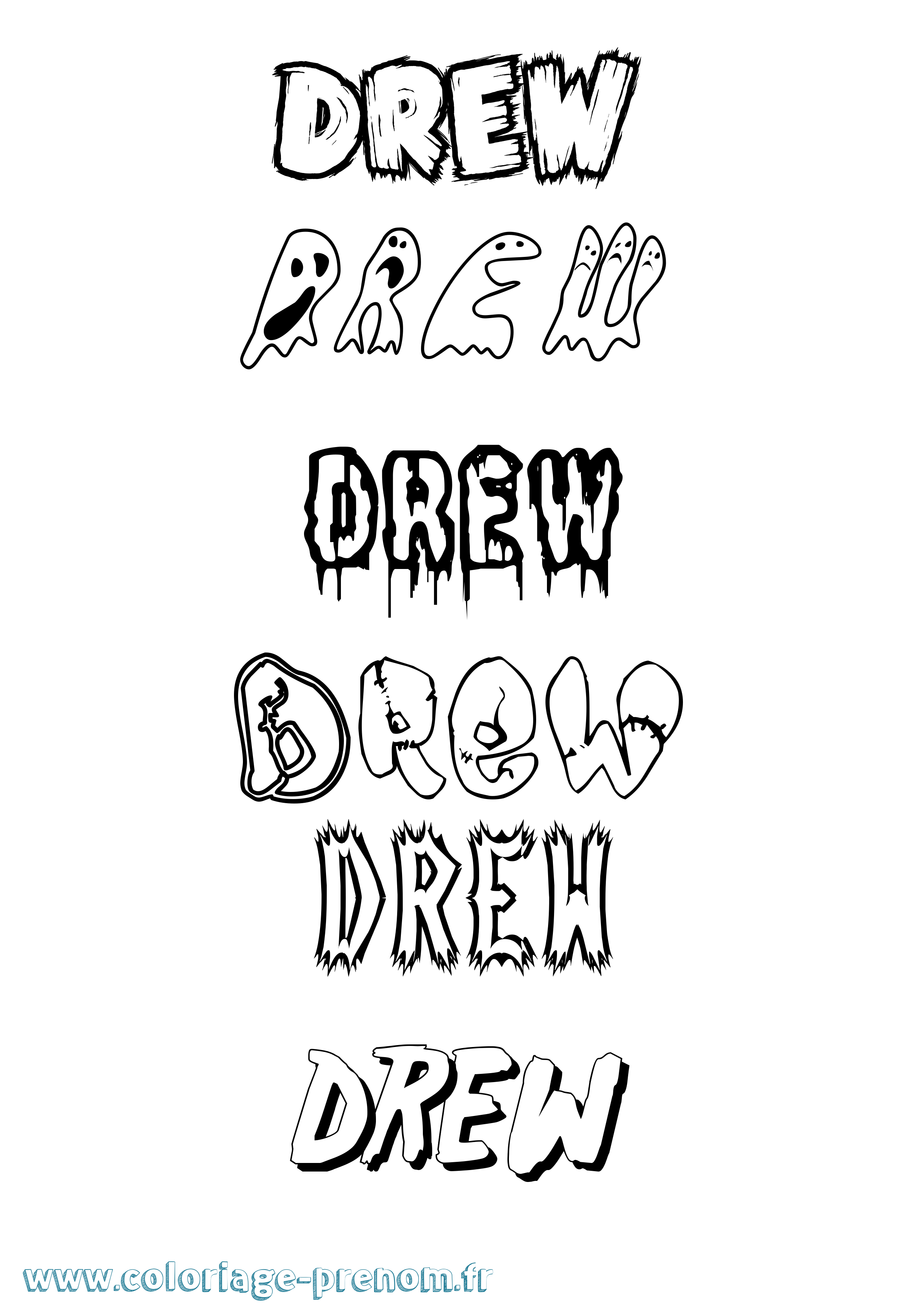 Coloriage Drew Frisson Coloriage prénom Drew Frisson