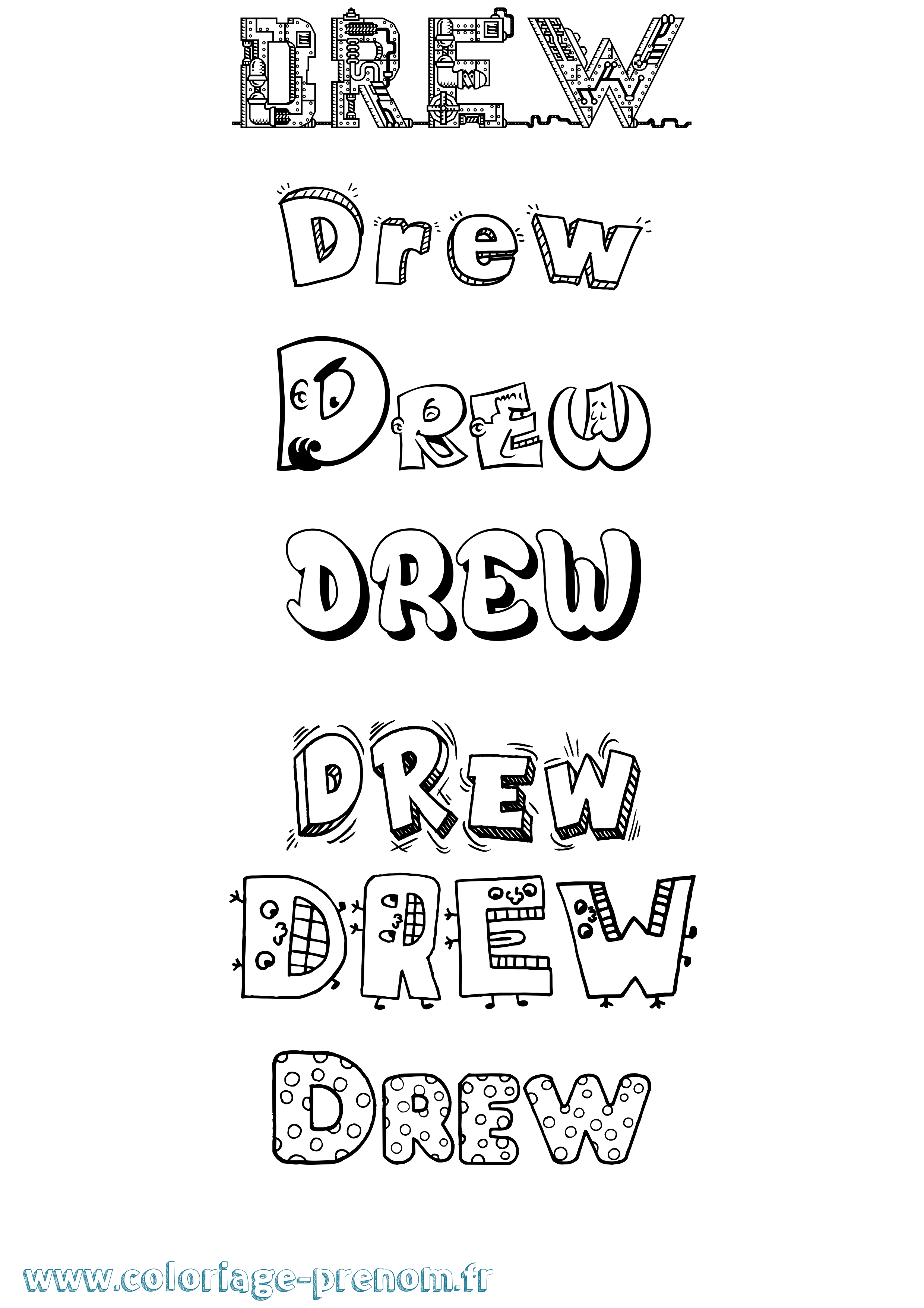 Coloriage Drew Fun Coloriage prénom Drew Fun