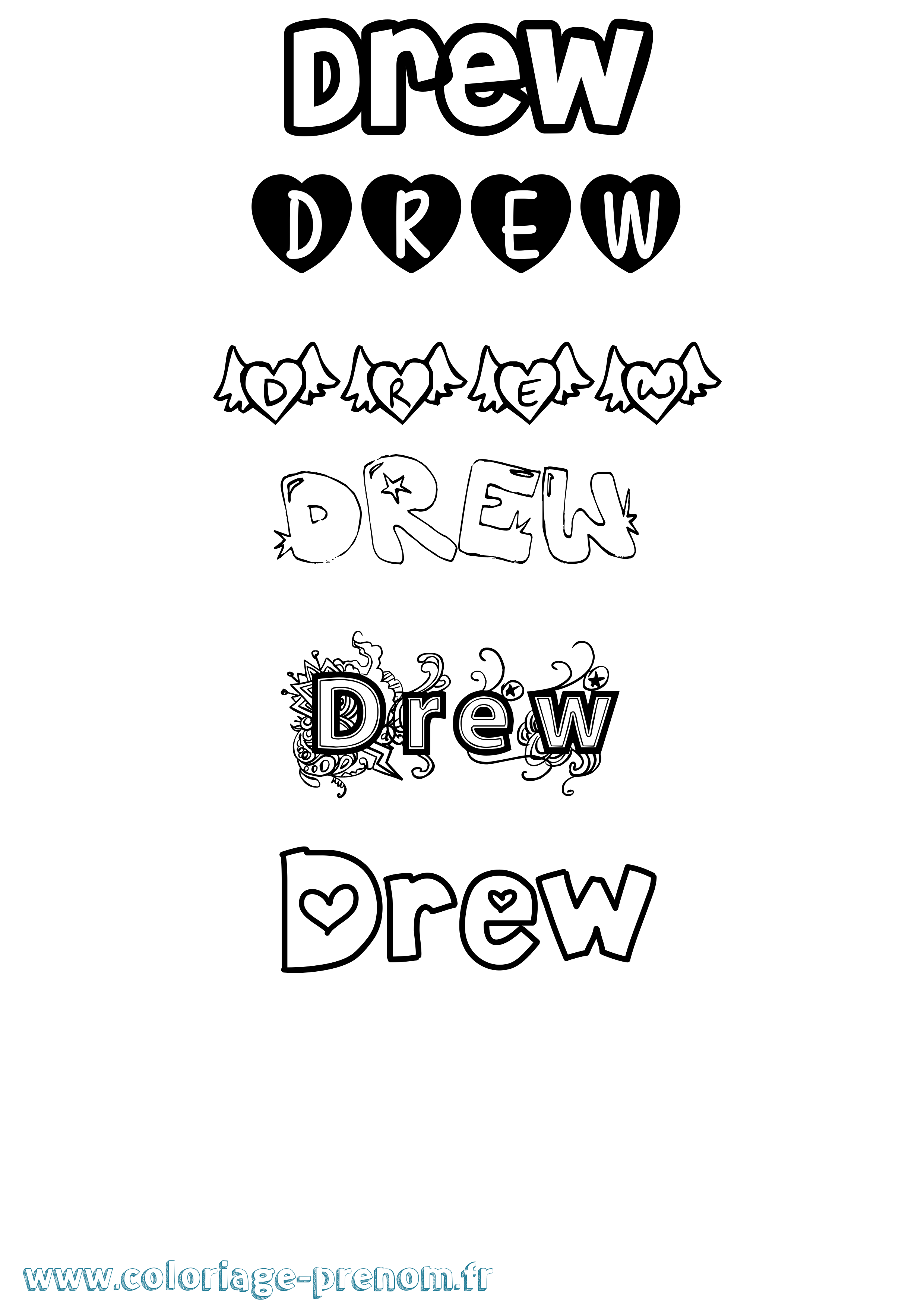 Coloriage Drew Girly Coloriage prénom Drew Girly
