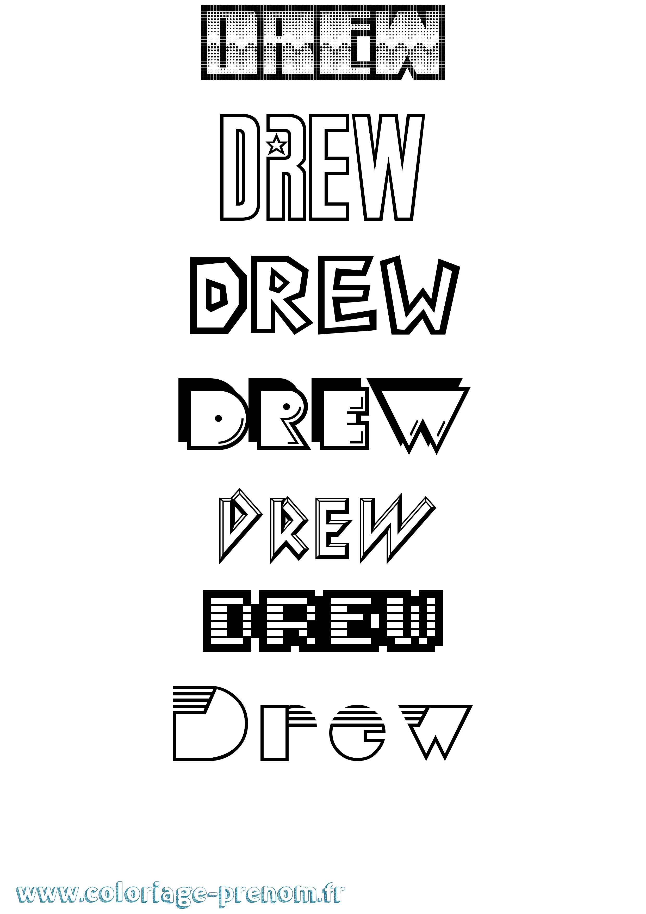 Coloriage Drew Jeux Vidéos Coloriage prénom Drew Jeux Vidéos