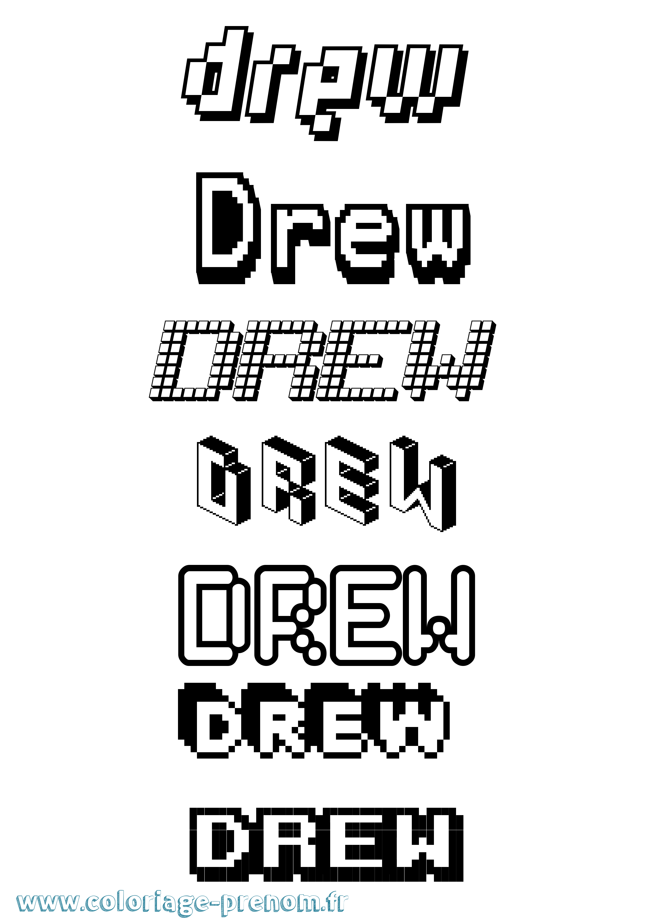 Coloriage Drew Pixel Coloriage prénom Drew Pixel