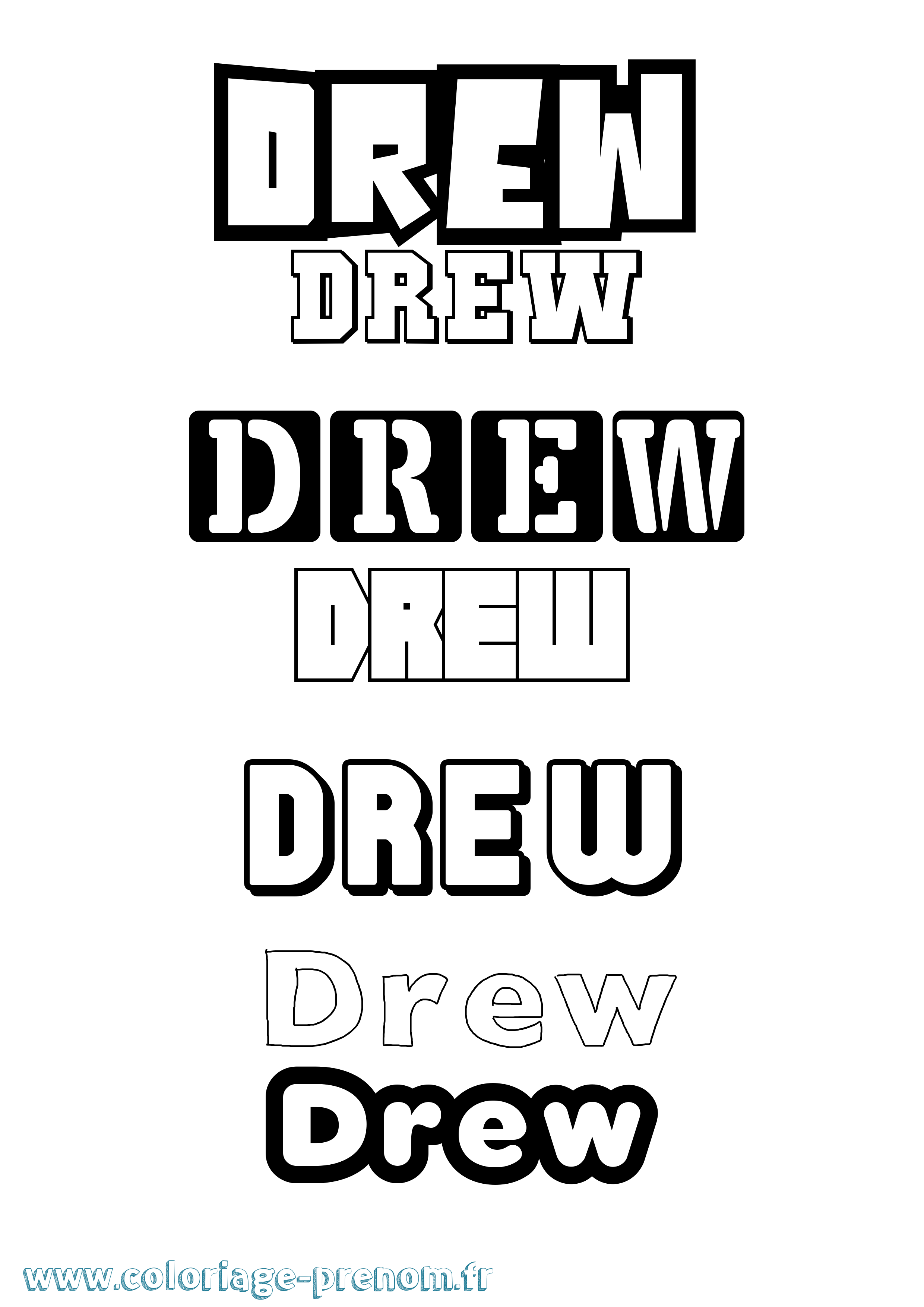Coloriage Drew Simple Coloriage prénom Drew Simple