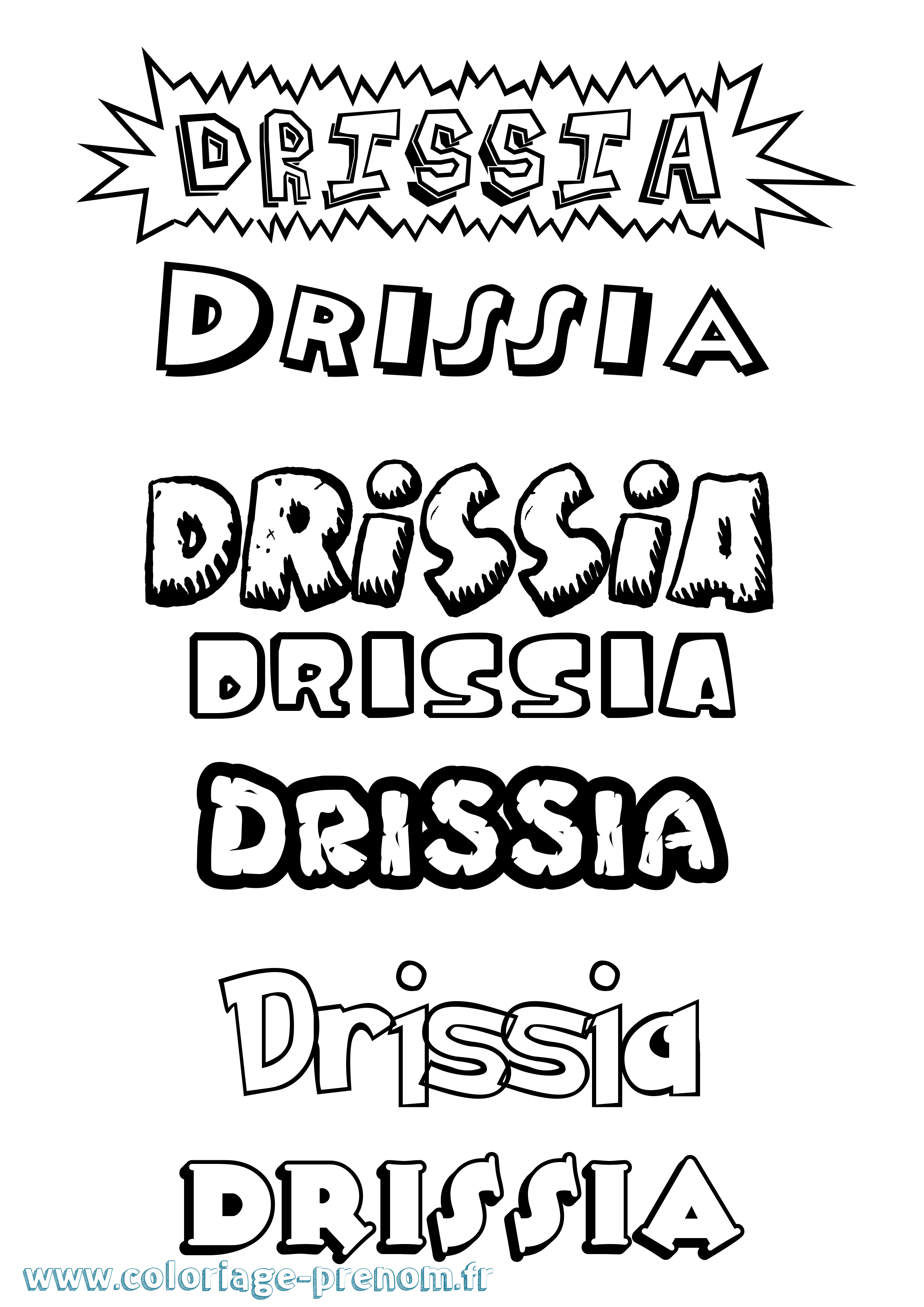 Coloriage Drissia Dessin Animé Coloriage prénom Drissia Dessin Animé