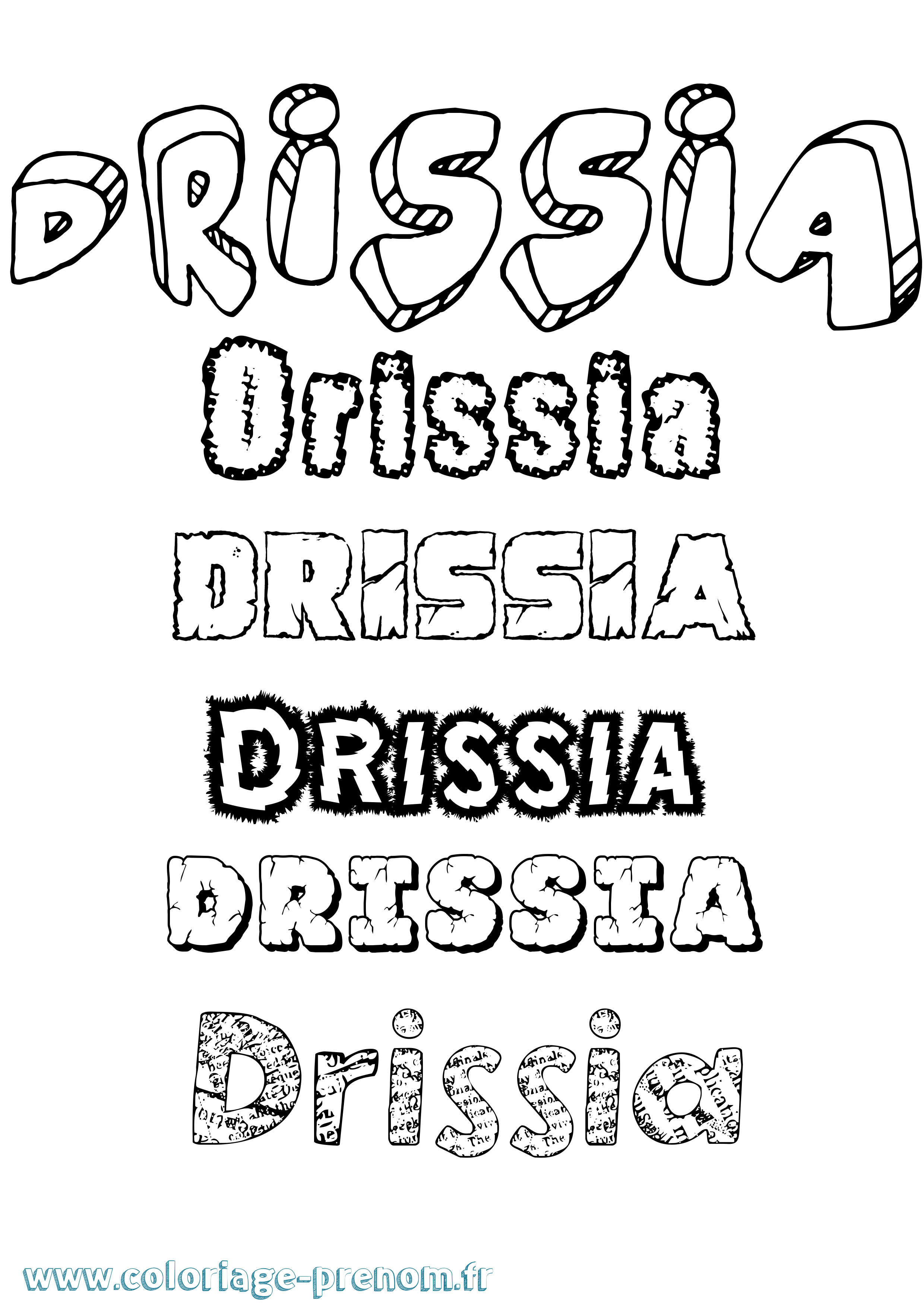 Coloriage Drissia Destructuré Coloriage prénom Drissia Destructuré