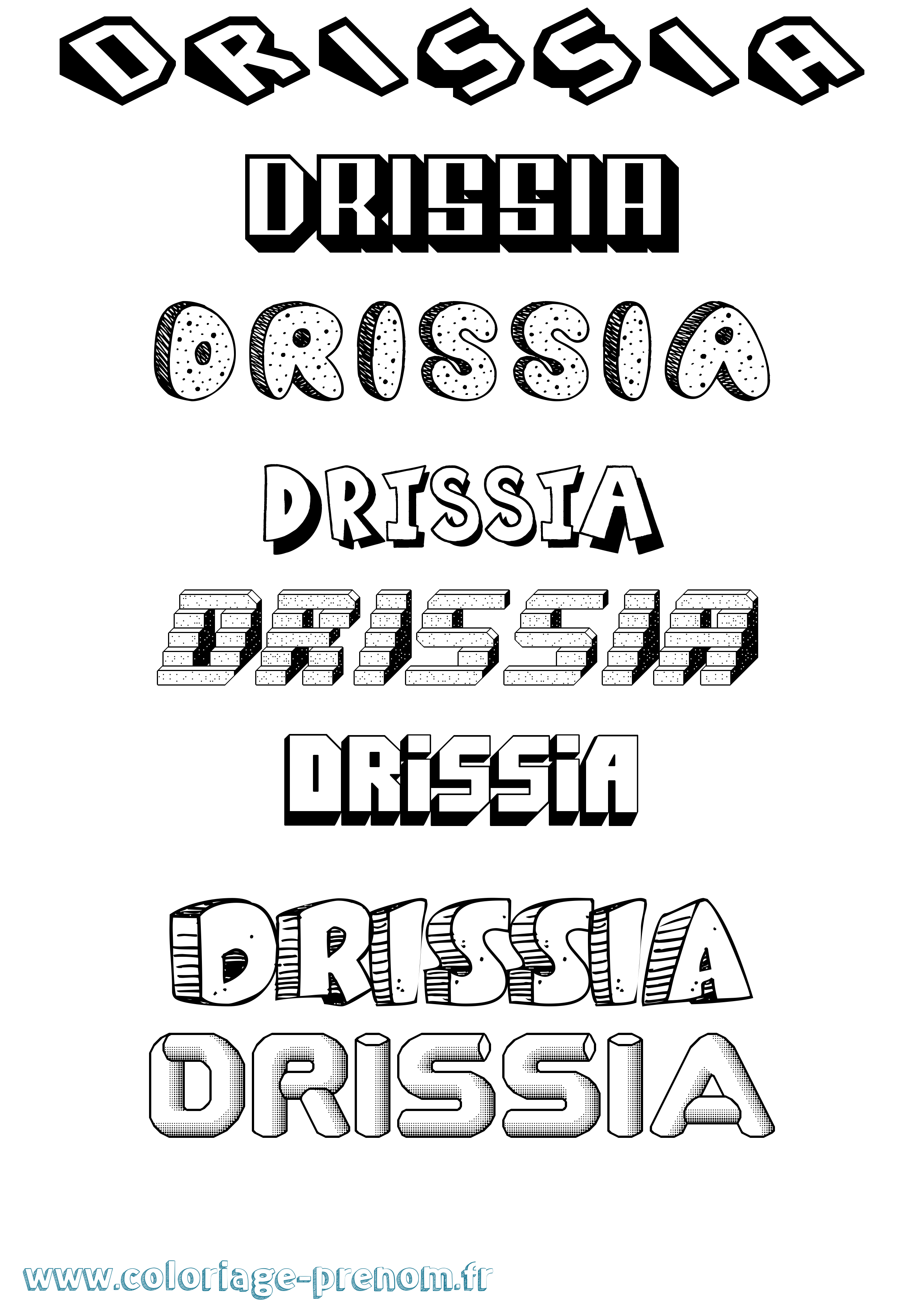 Coloriage Drissia Effet 3D Coloriage prénom Drissia Effet 3D