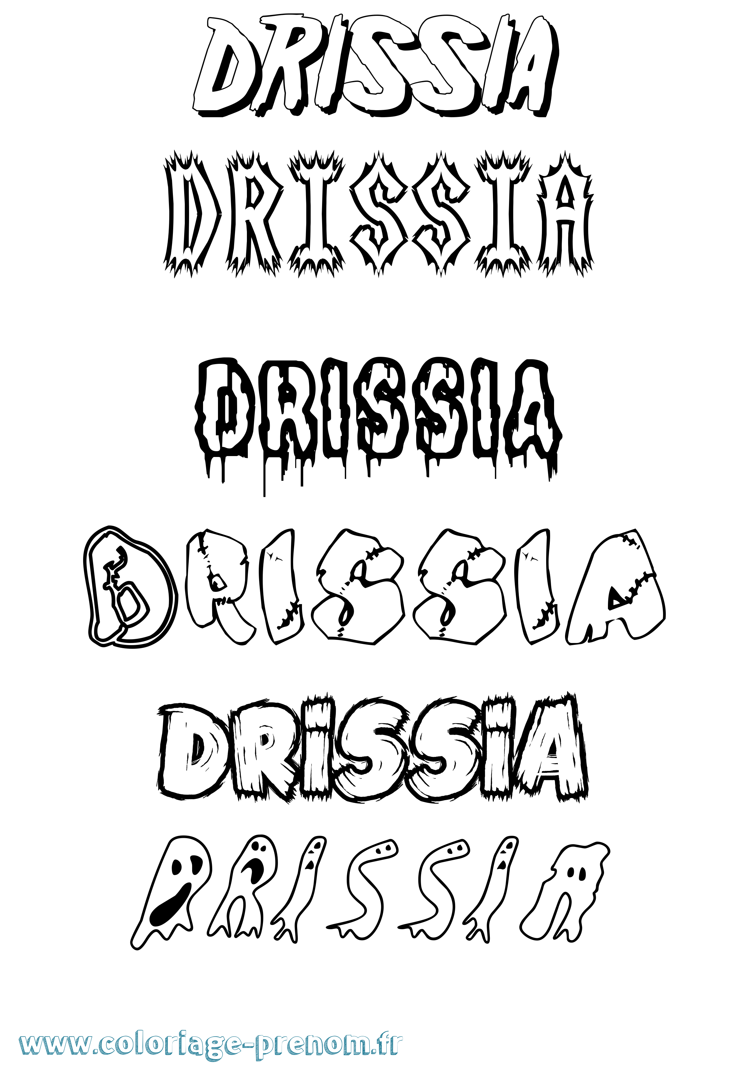 Coloriage Drissia Frisson Coloriage prénom Drissia Frisson