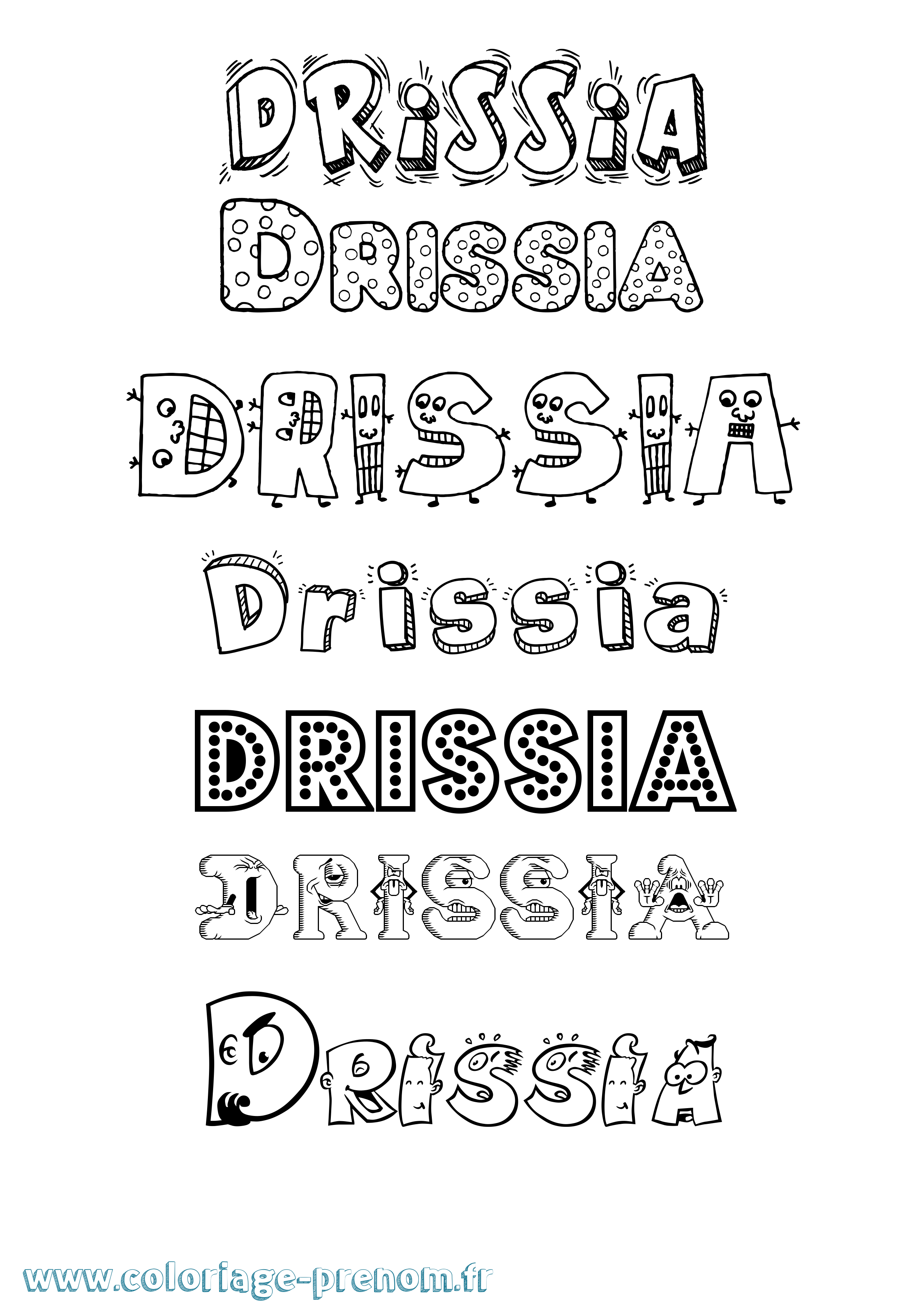 Coloriage Drissia Fun Coloriage prénom Drissia Fun
