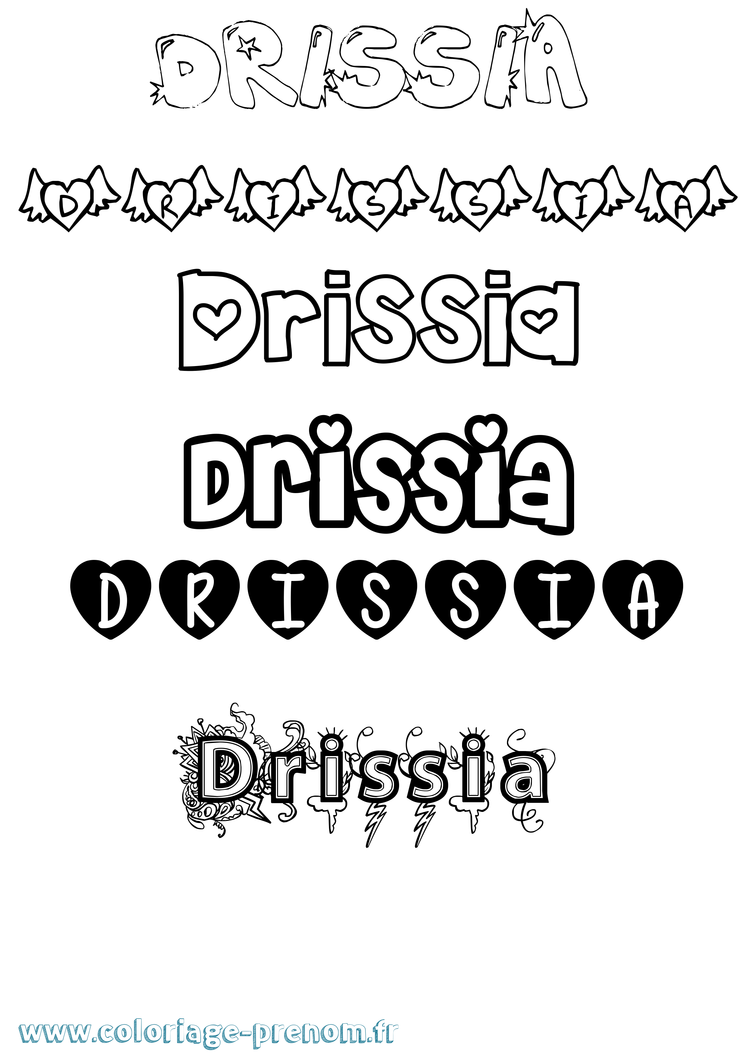 Coloriage Drissia Girly Coloriage prénom Drissia Girly