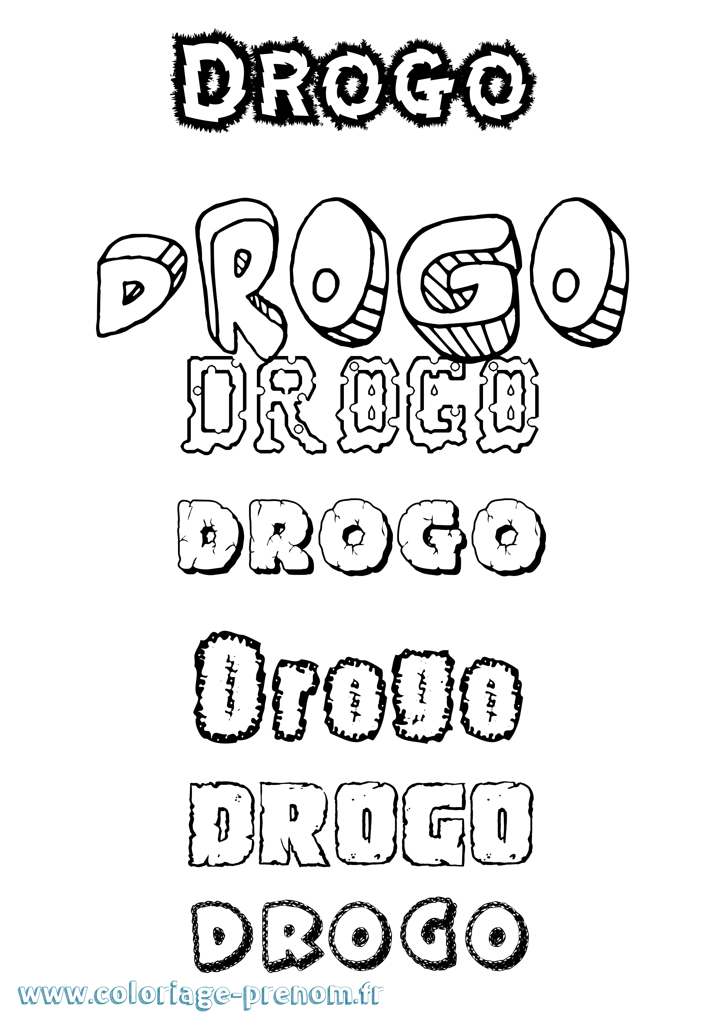 Coloriage Drogo Destructuré Coloriage prénom Drogo Destructuré