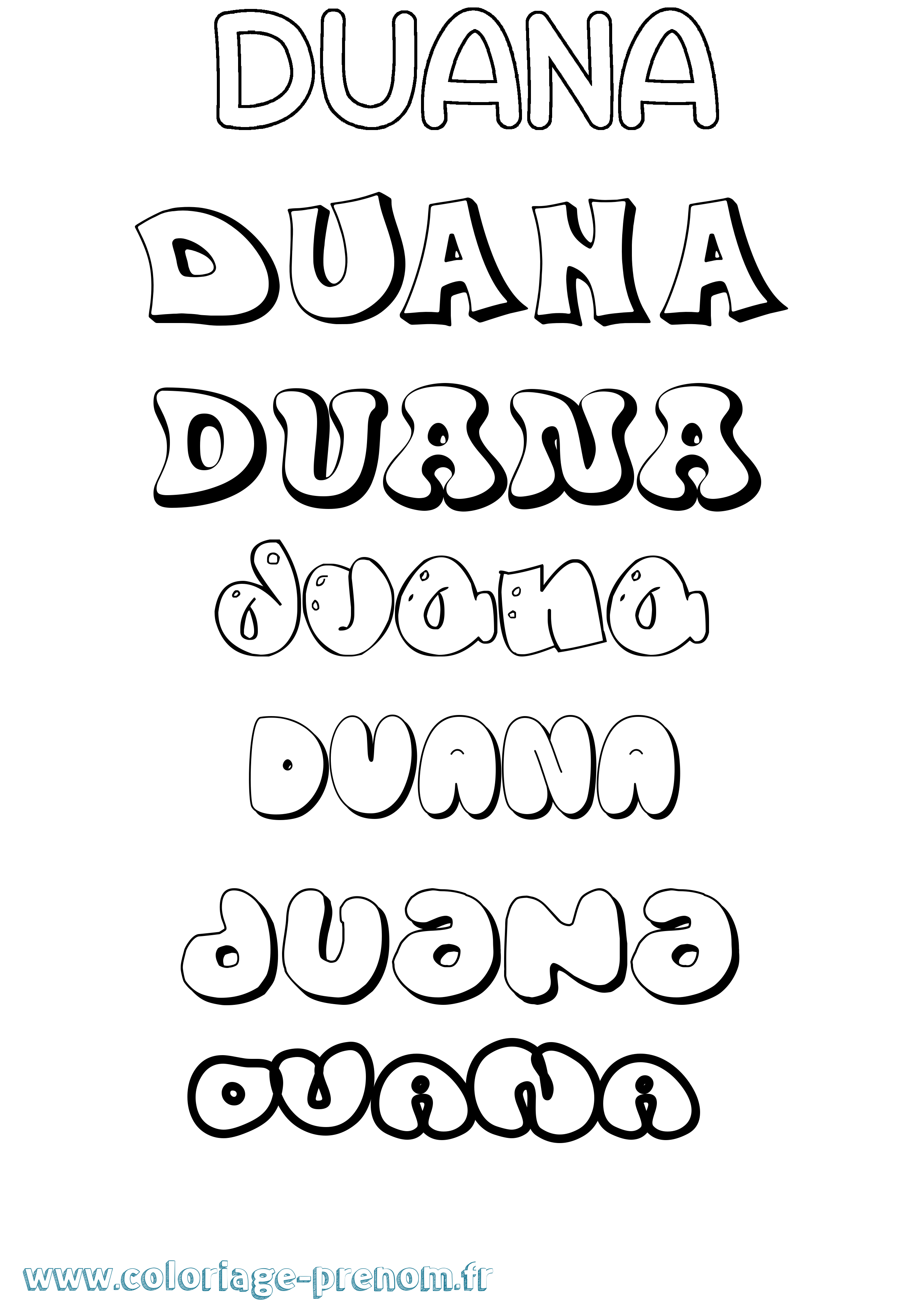Coloriage Duana Bubble Coloriage prénom Duana Bubble