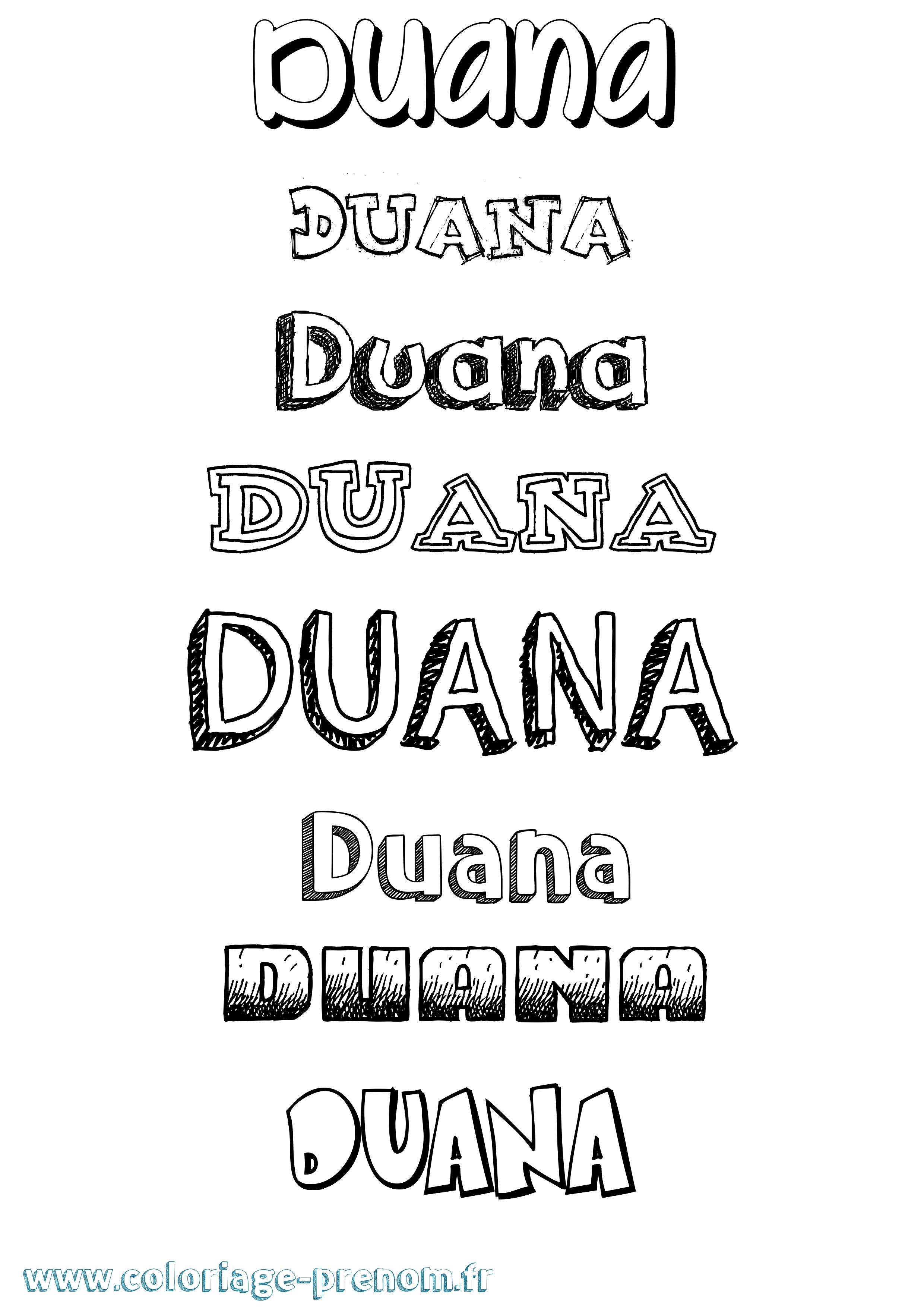 Coloriage Duana Dessiné Coloriage prénom Duana Dessiné