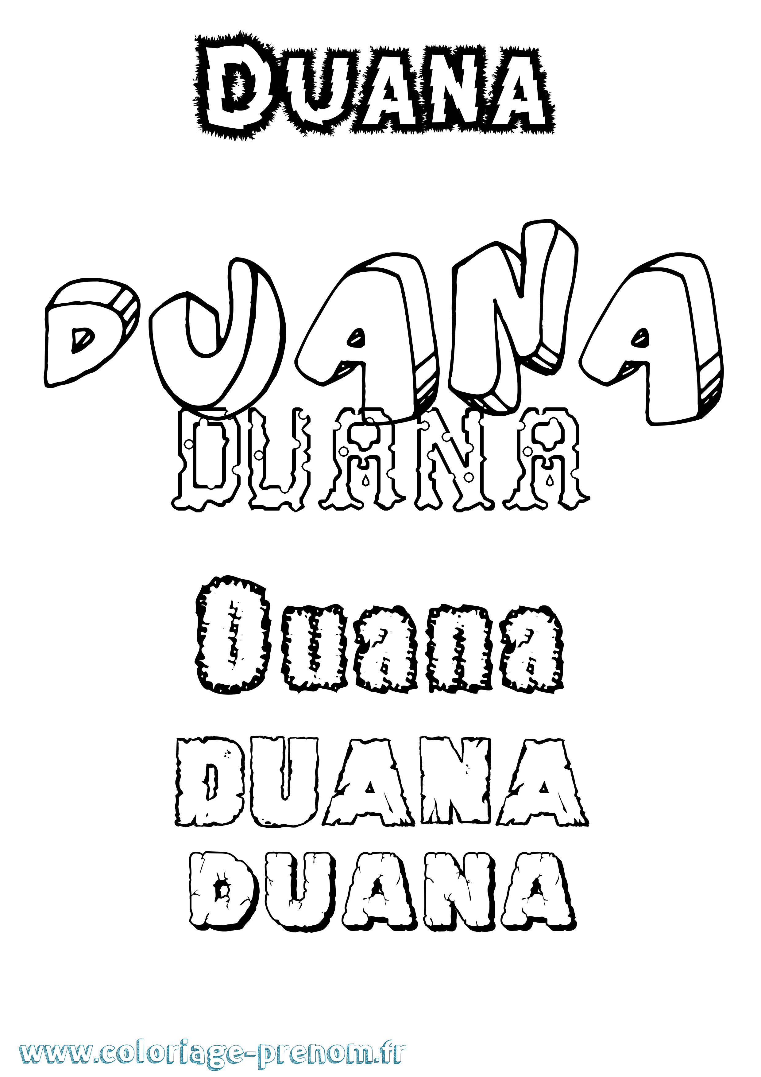 Coloriage Duana Destructuré Coloriage prénom Duana Destructuré