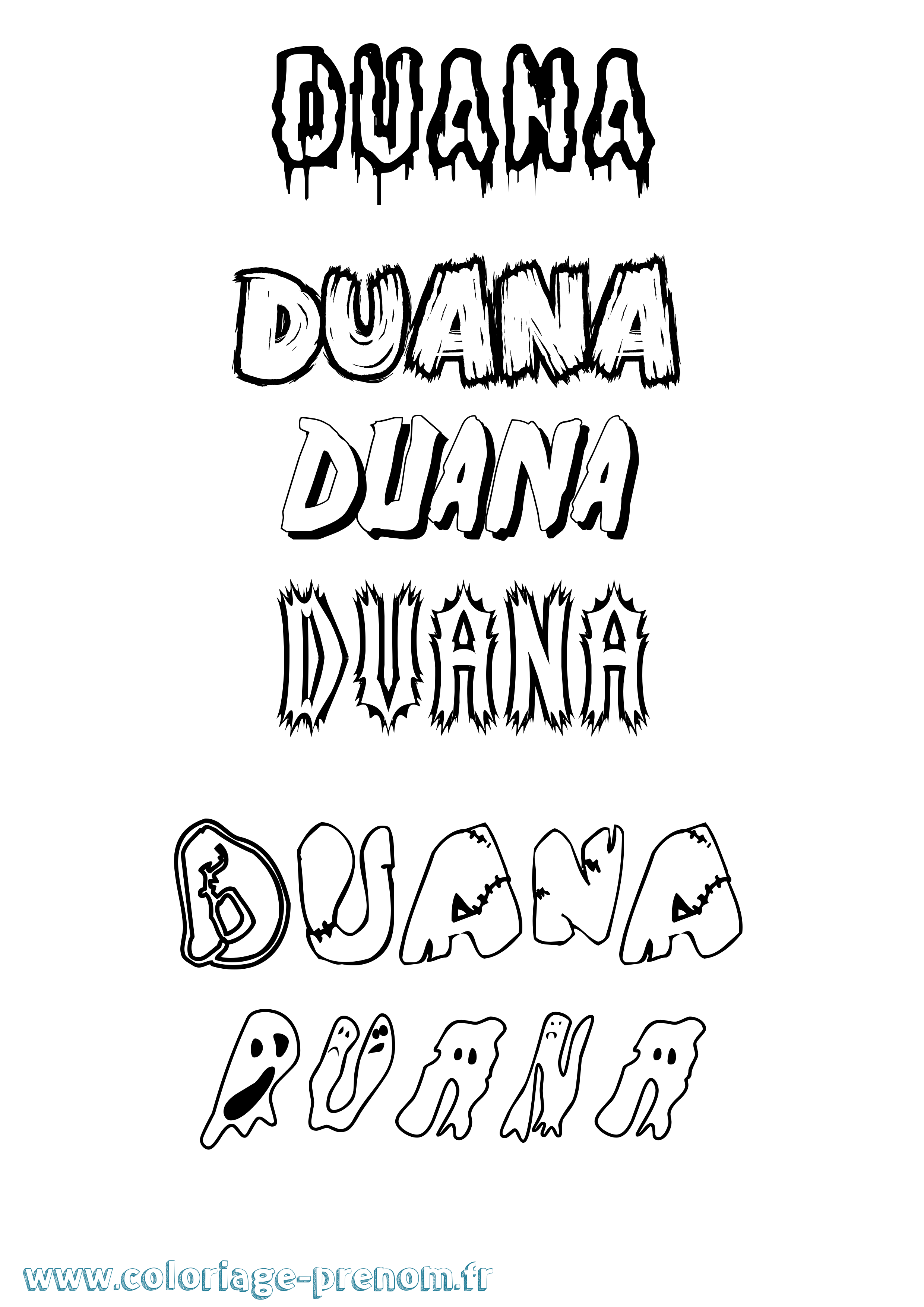 Coloriage Duana Frisson Coloriage prénom Duana Frisson