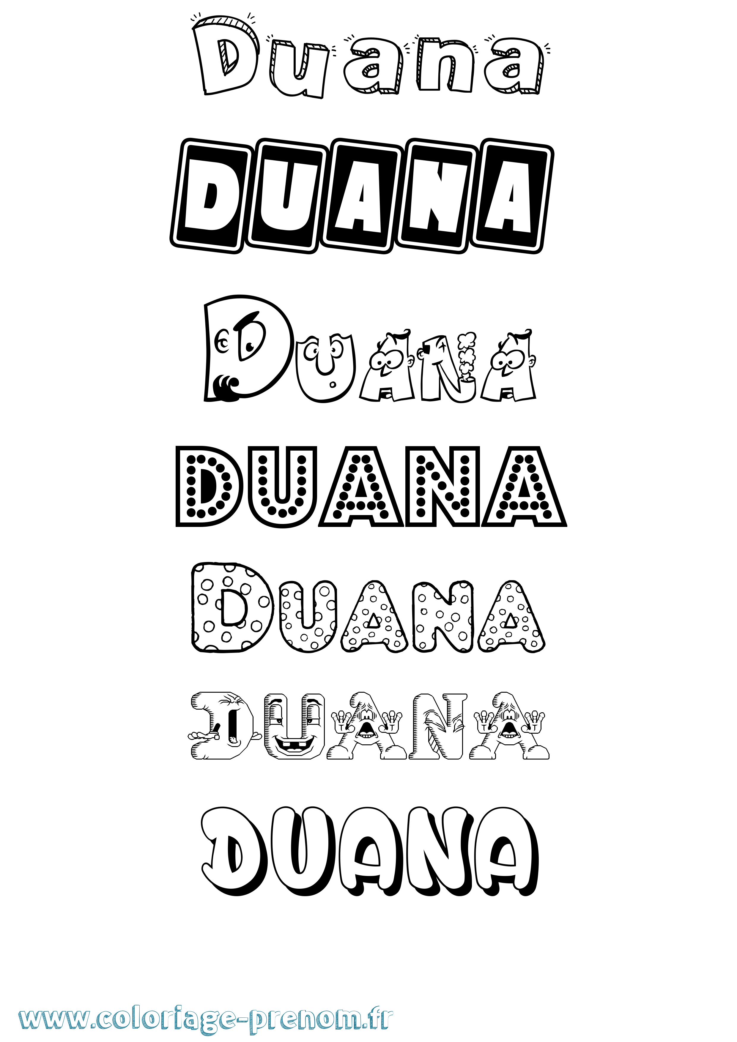 Coloriage Duana Fun Coloriage prénom Duana Fun