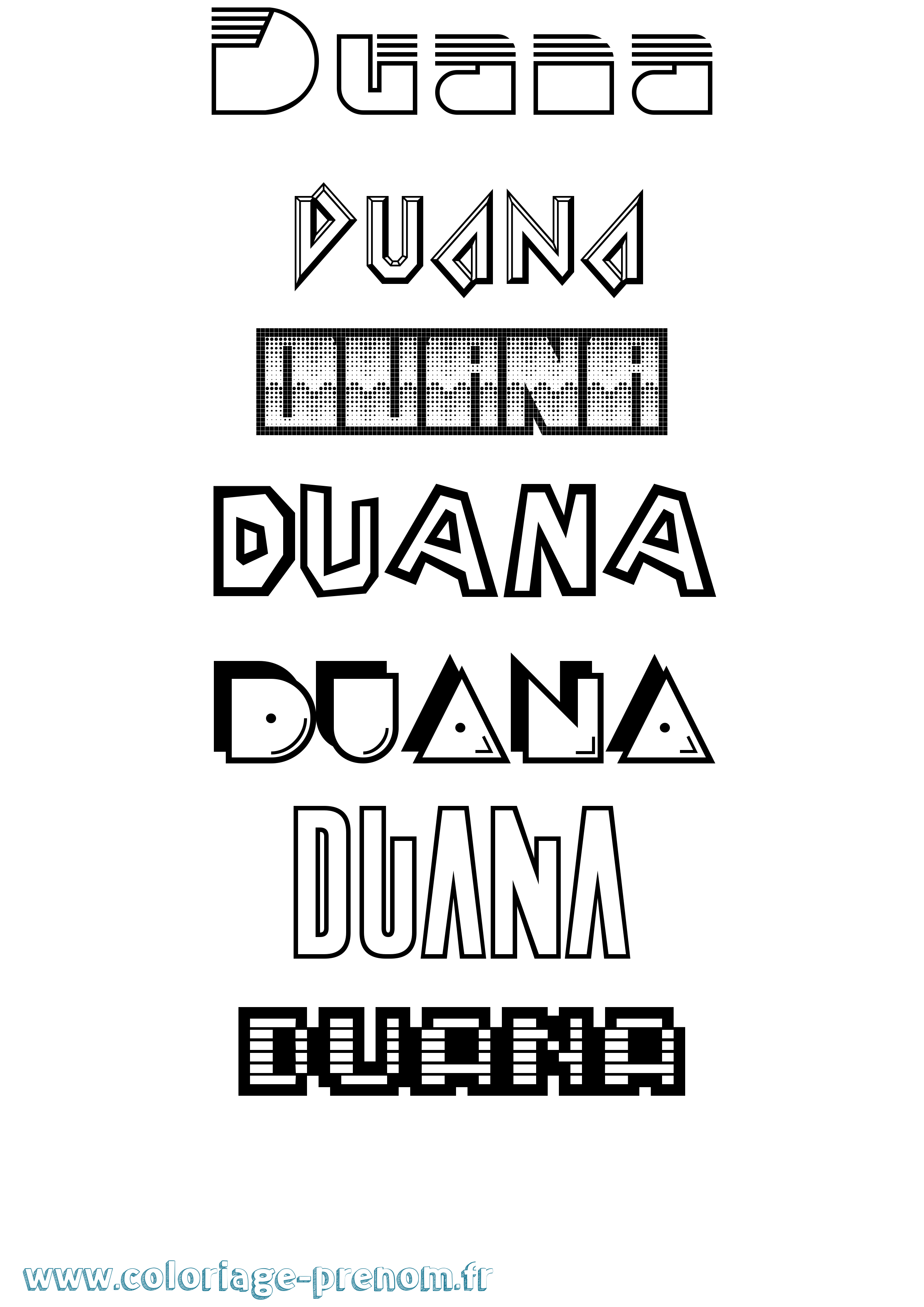 Coloriage Duana Jeux Vidéos Coloriage prénom Duana Jeux Vidéos