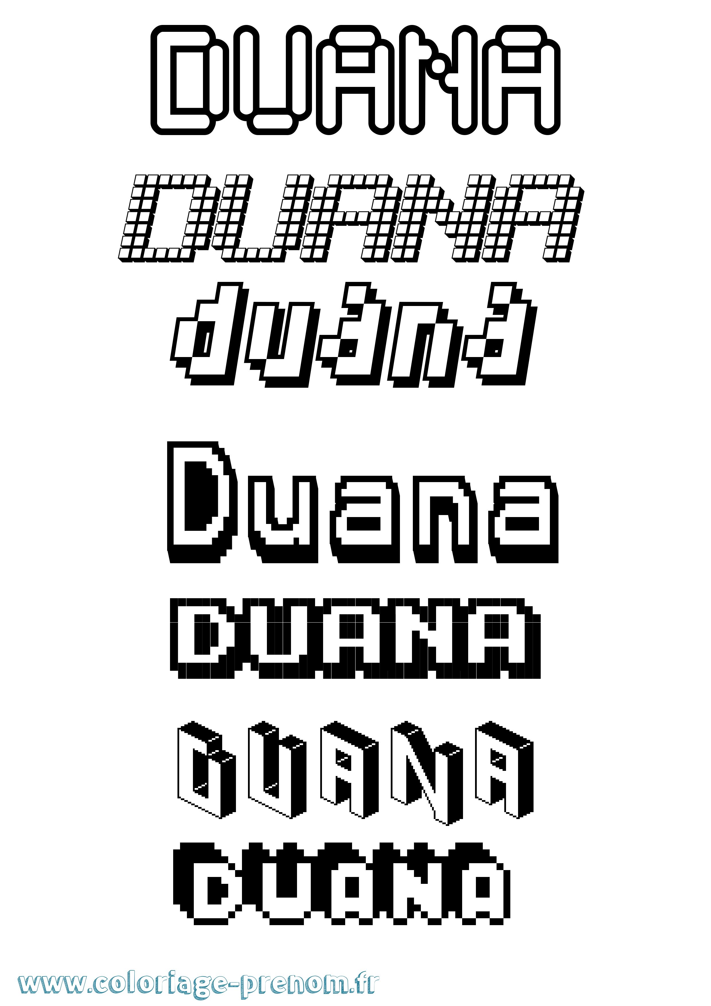 Coloriage Duana Pixel Coloriage prénom Duana Pixel