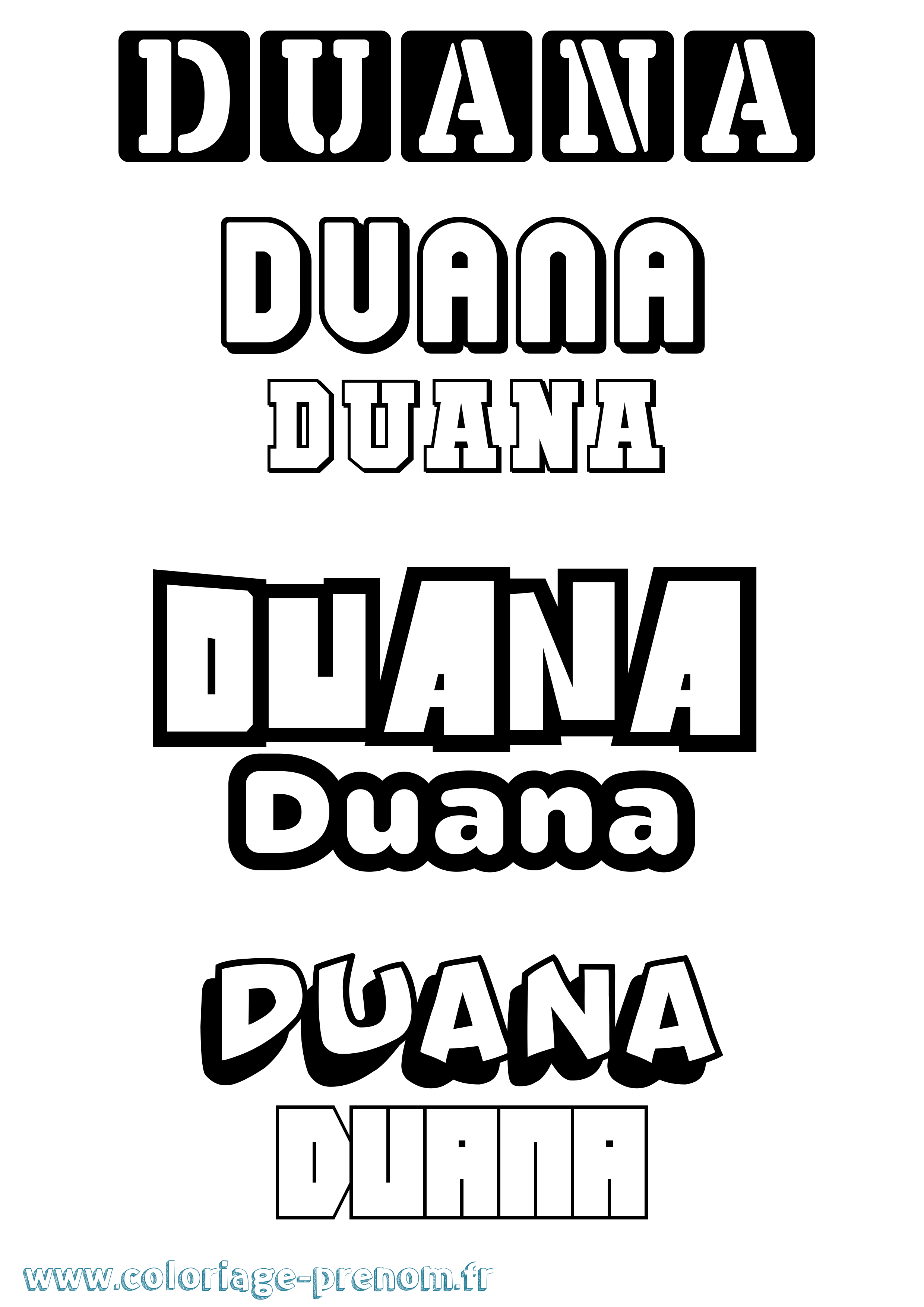 Coloriage Duana Simple Coloriage prénom Duana Simple