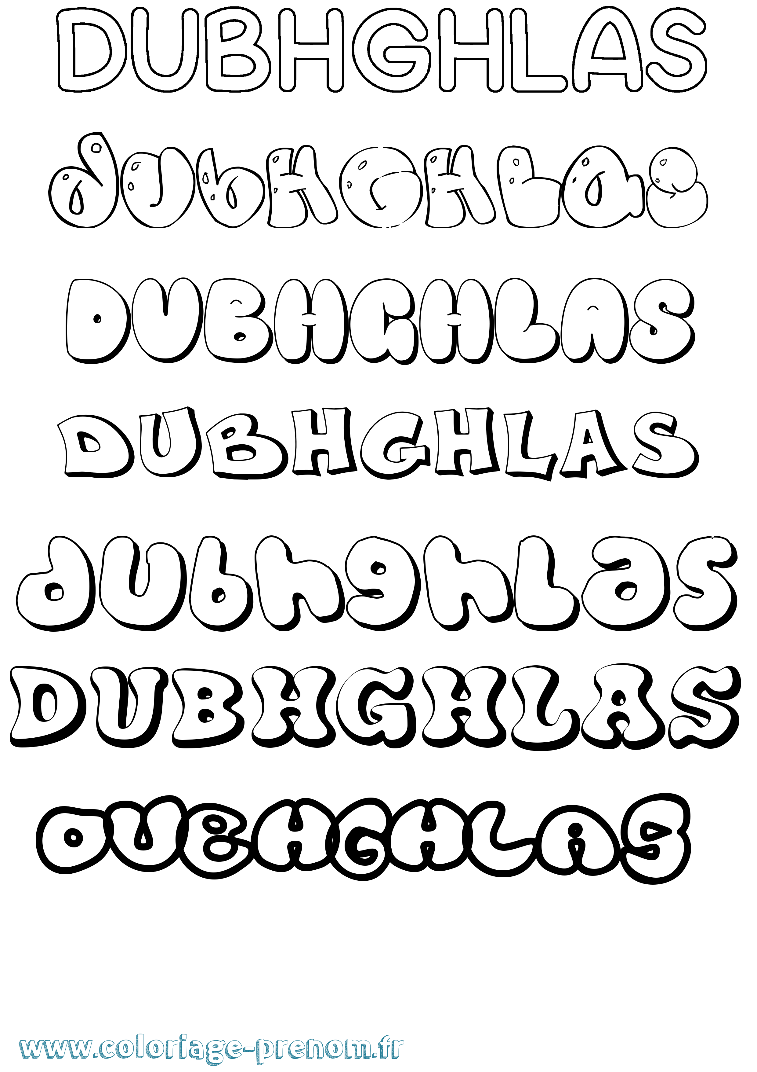 Coloriage Dubhghlas Bubble Coloriage prénom Dubhghlas Bubble