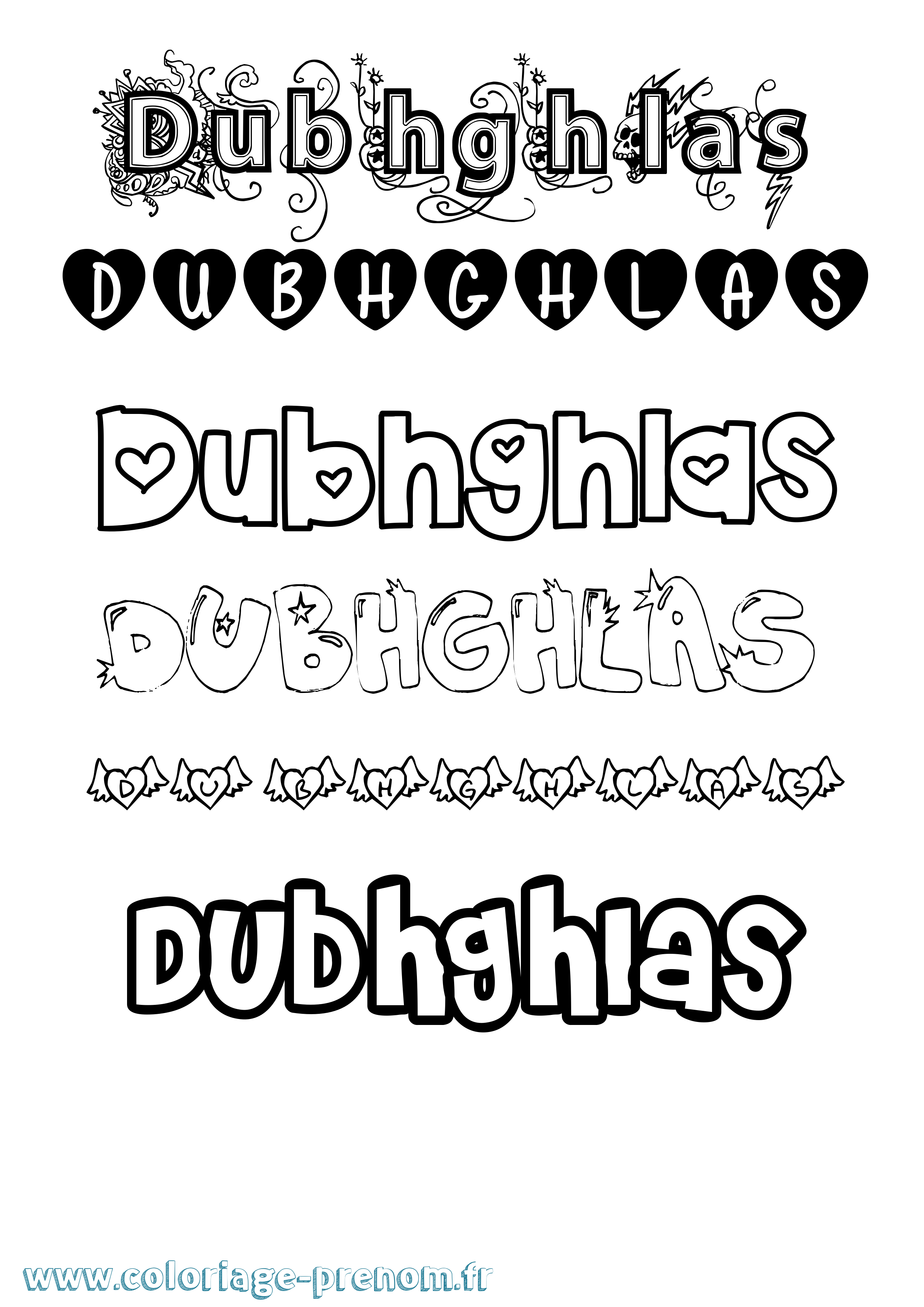 Coloriage Dubhghlas Girly Coloriage prénom Dubhghlas Girly