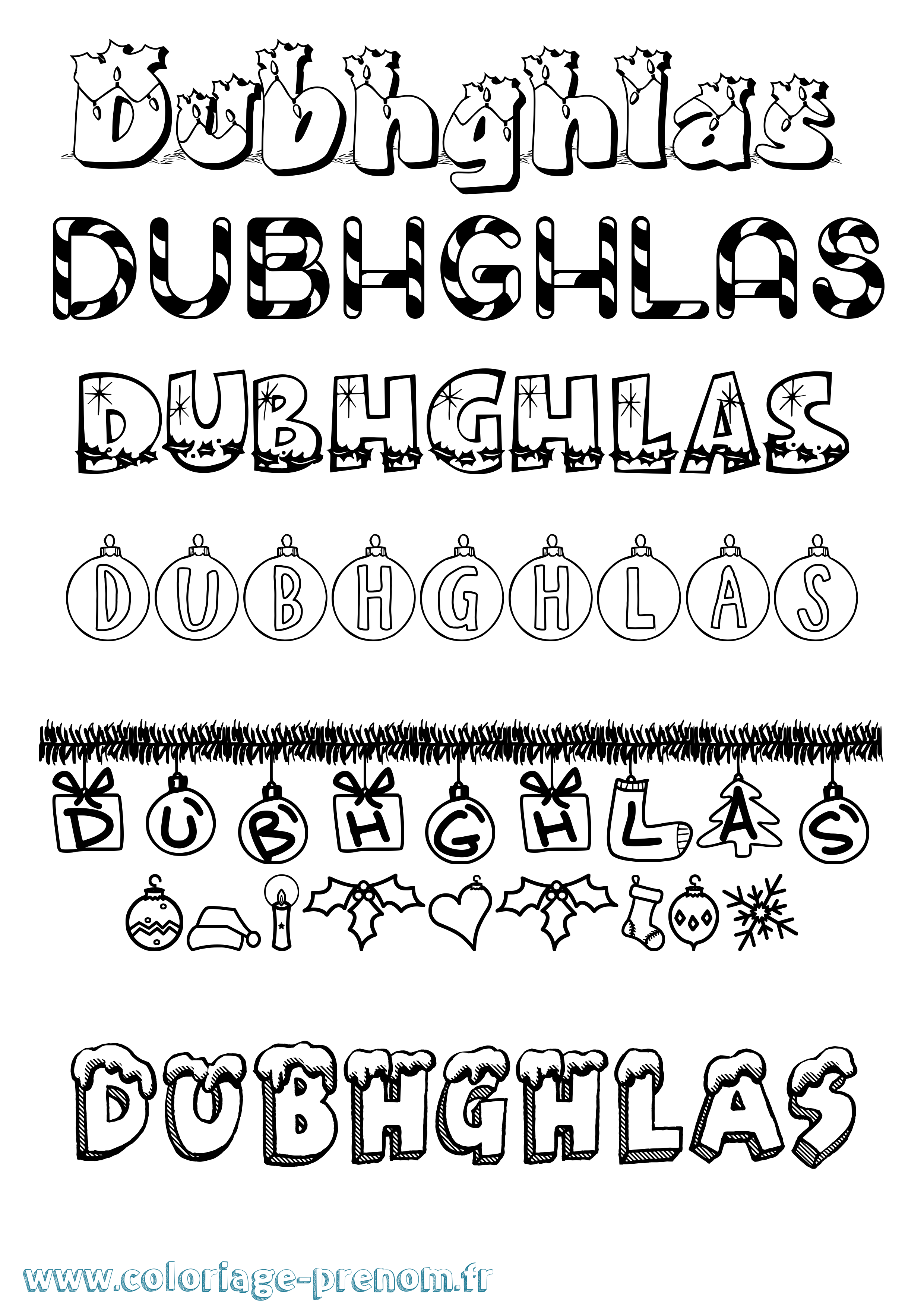Coloriage Dubhghlas Noël Coloriage prénom Dubhghlas Noël