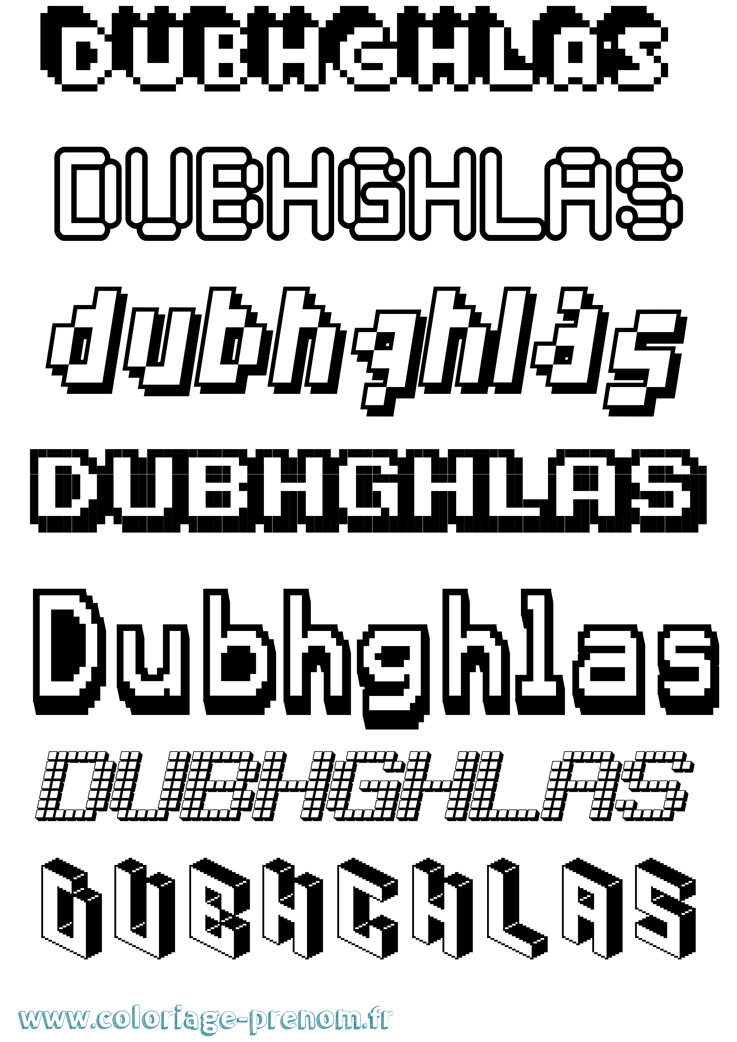 Coloriage Dubhghlas Pixel Coloriage prénom Dubhghlas Pixel