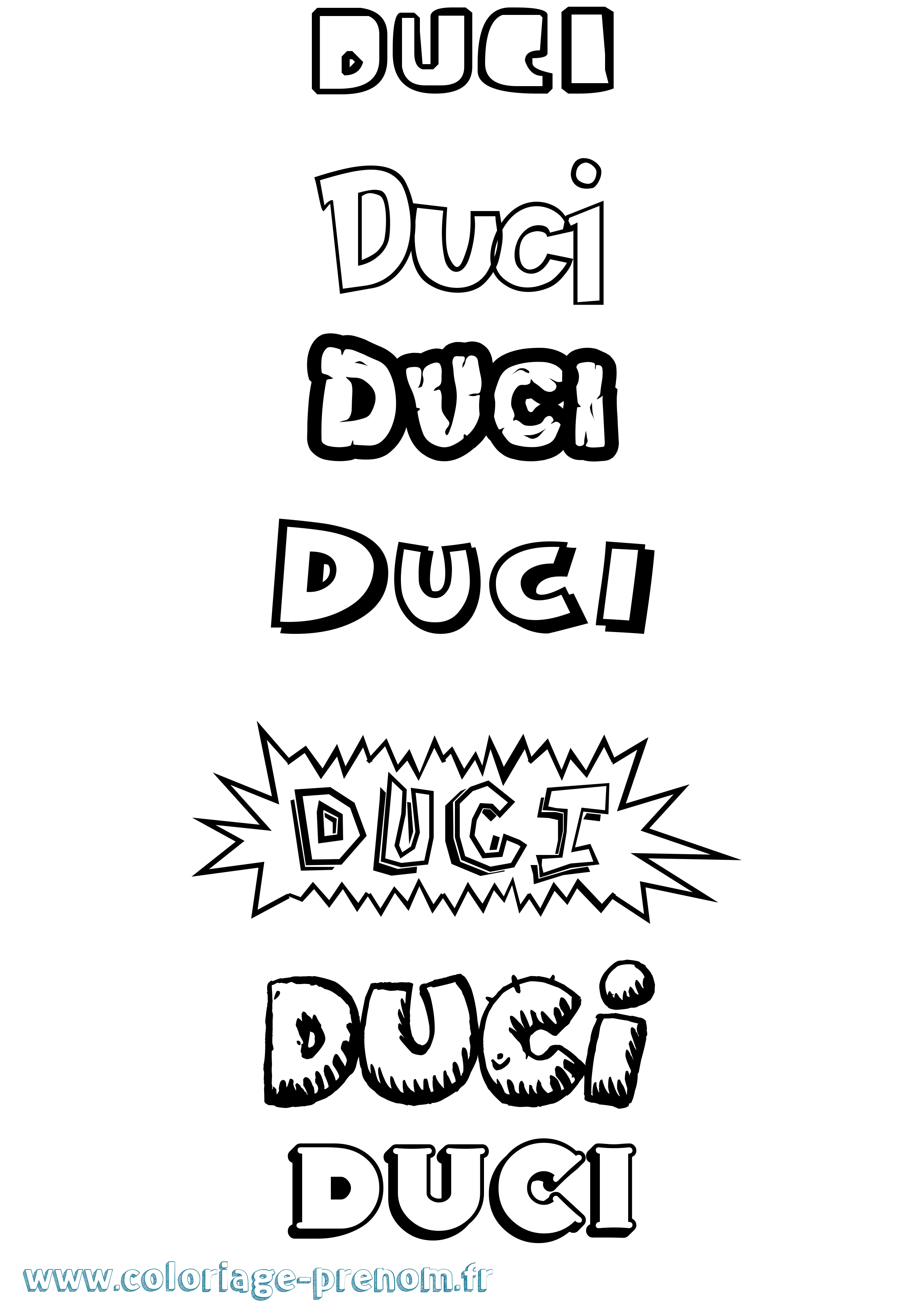 Coloriage Duci Dessin Animé Coloriage prénom Duci Dessin Animé