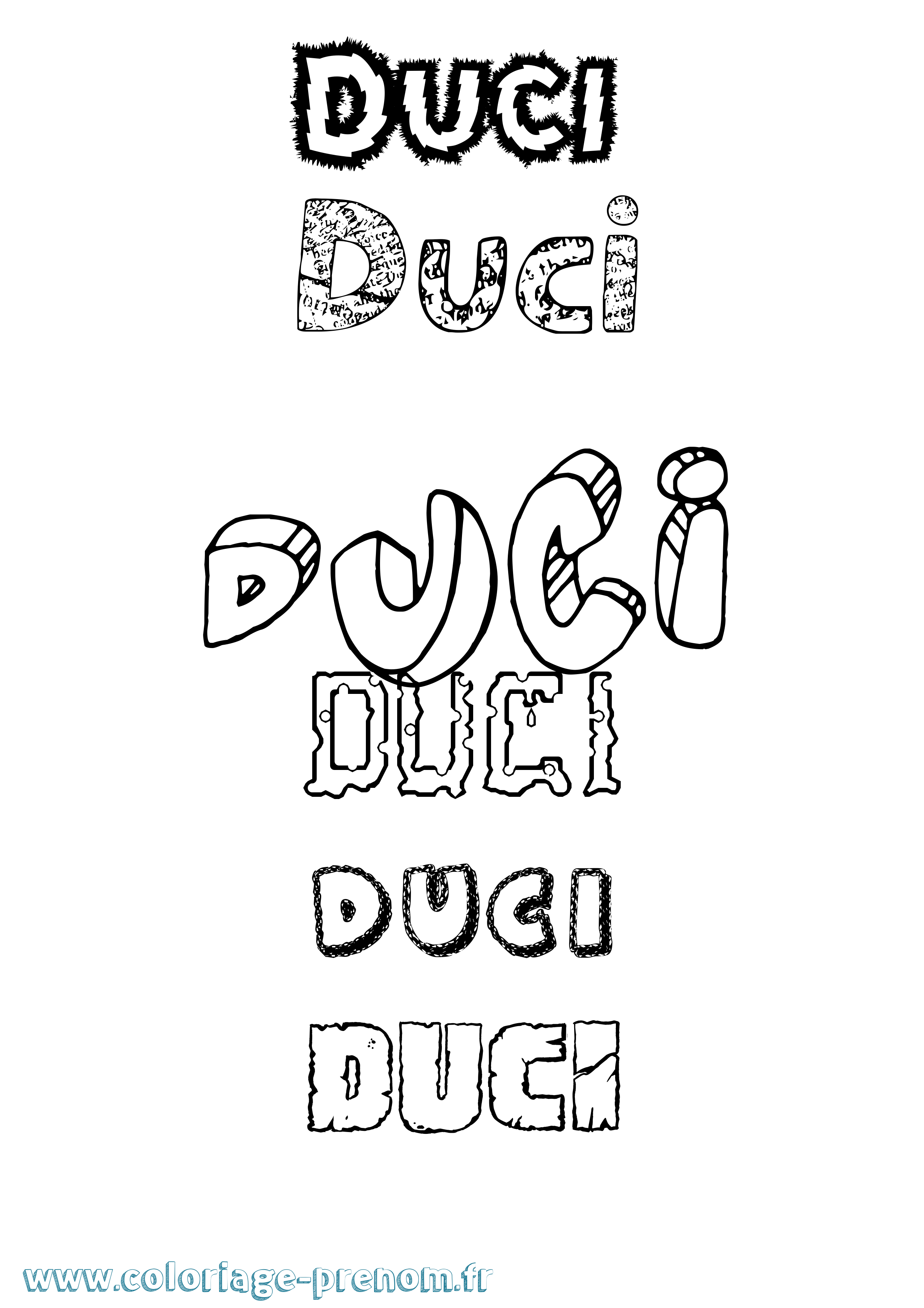 Coloriage Duci Destructuré Coloriage prénom Duci Destructuré