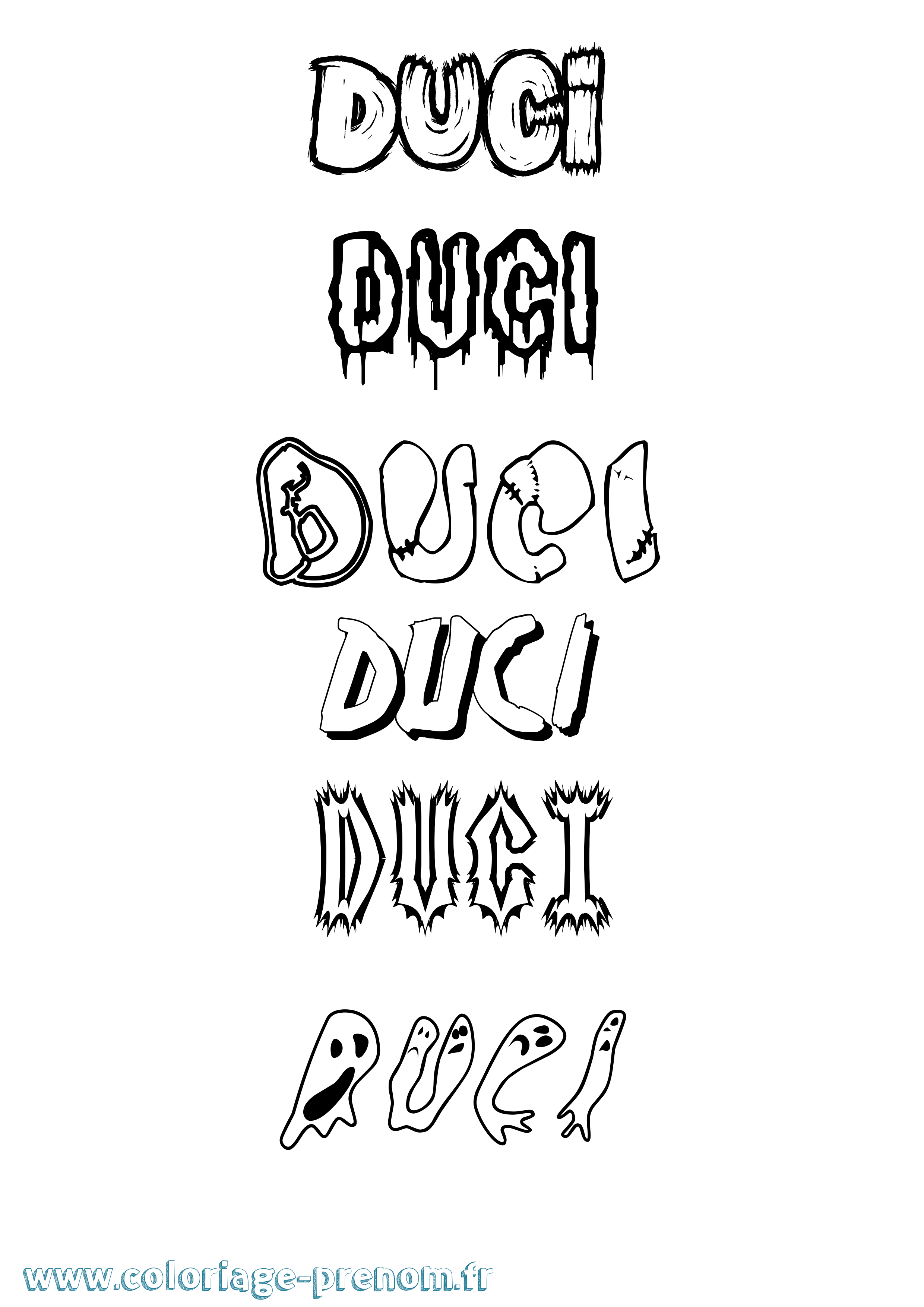 Coloriage Duci Frisson Coloriage prénom Duci Frisson